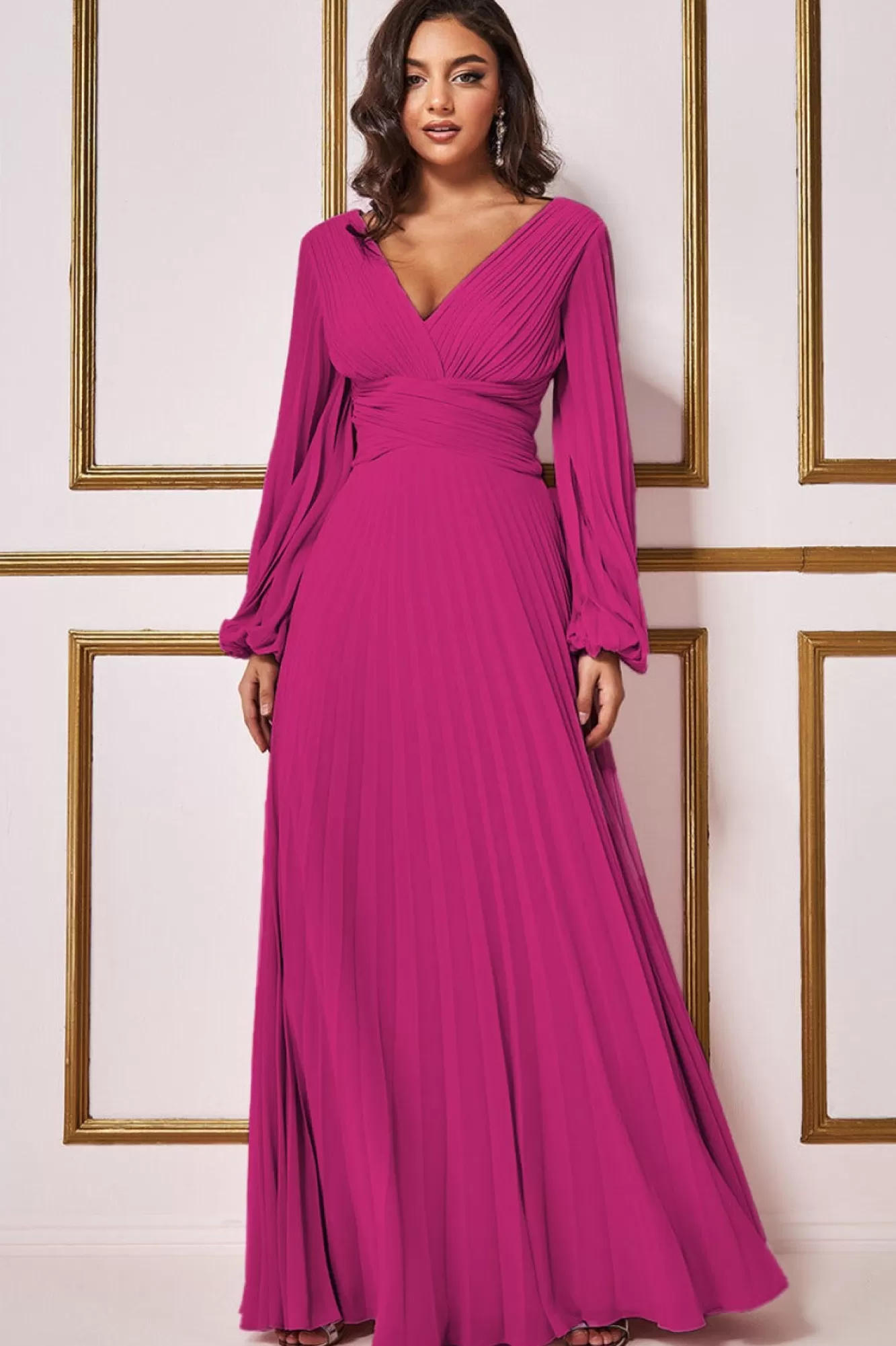 Maxi Dresses^* Balloon Sleeve Chiffon Maxi Magenta