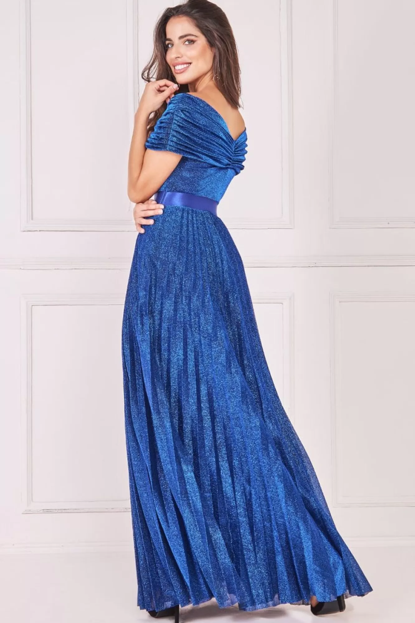 Maxi Dresses^* Bardot Pleated Skirt Maxi Royalblue