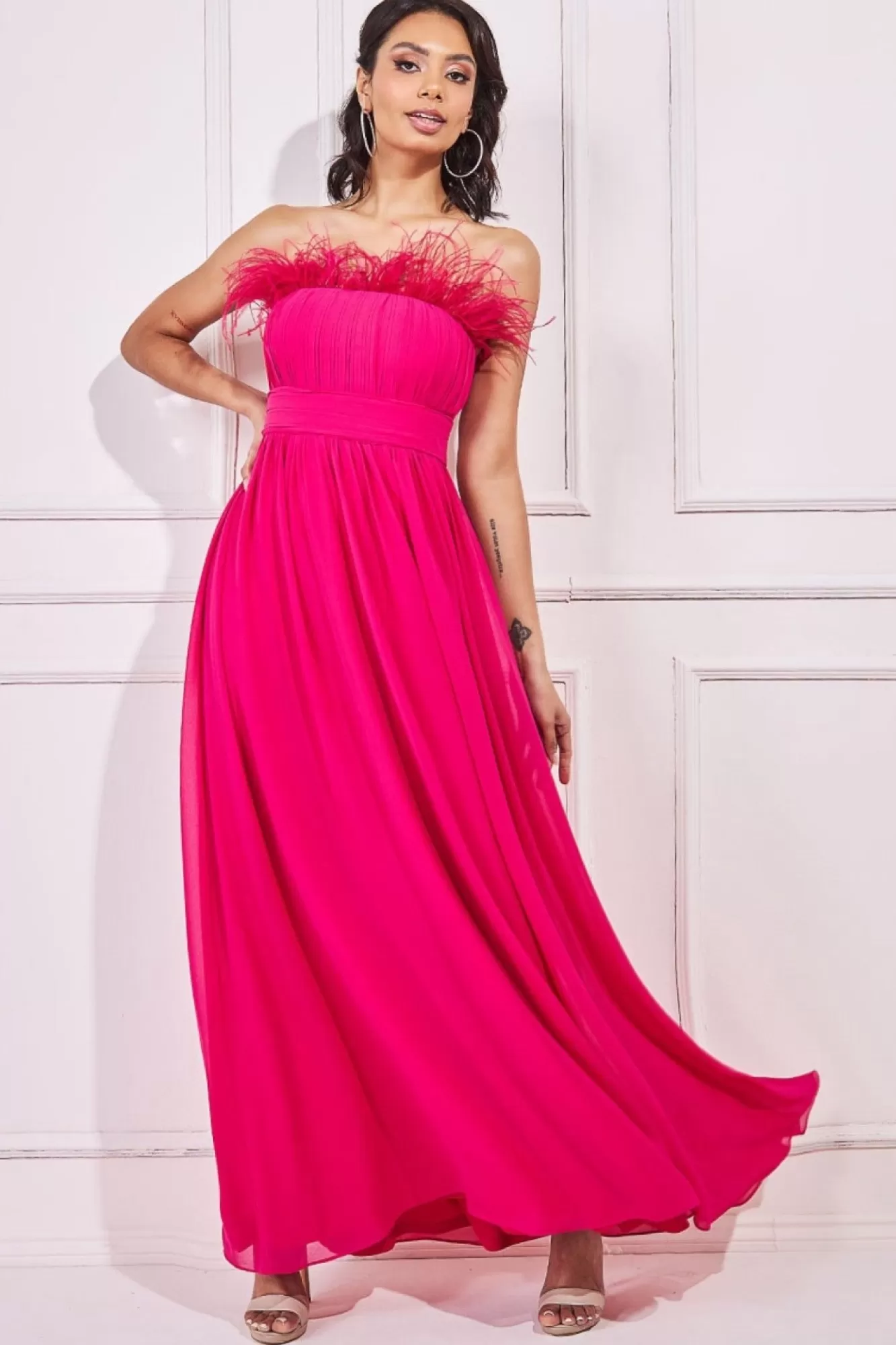 Maxi Dresses^* Bridesmaids Chiffon Maxi Dress - Hot Pink Hotpink