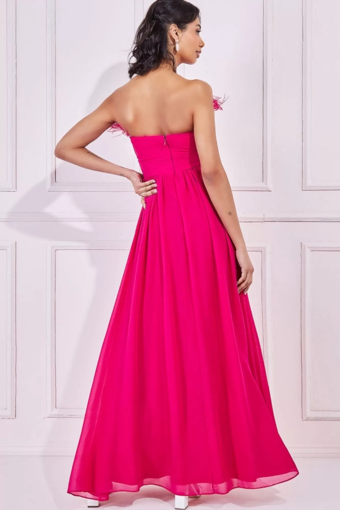 Maxi Dresses^* Bridesmaids Chiffon Maxi Dress - Hot Pink Hotpink