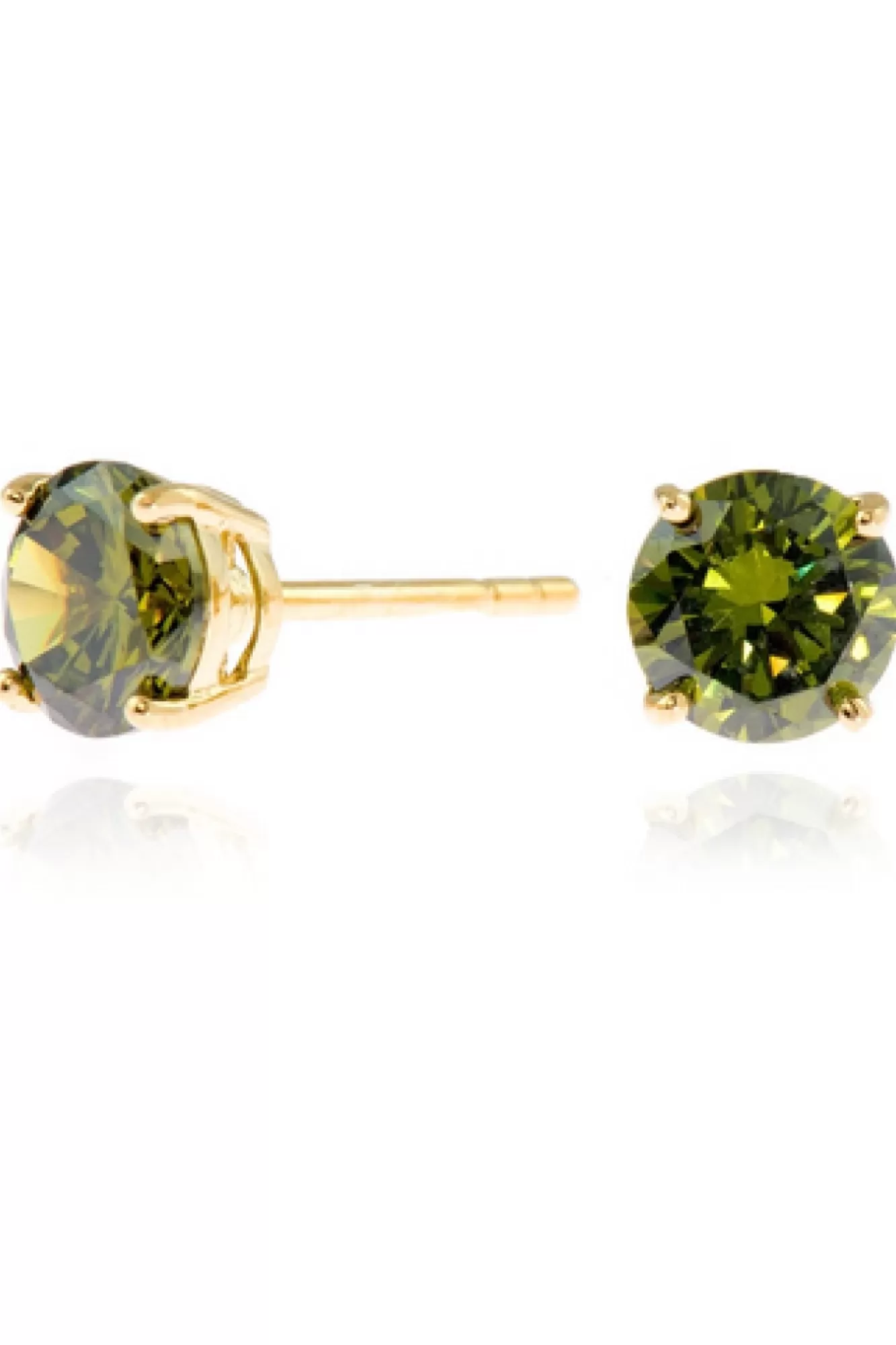 Jewellery^Cachet London Lana 6Mm Earrings Olivine Cz 18Ct Gold Plated Green
