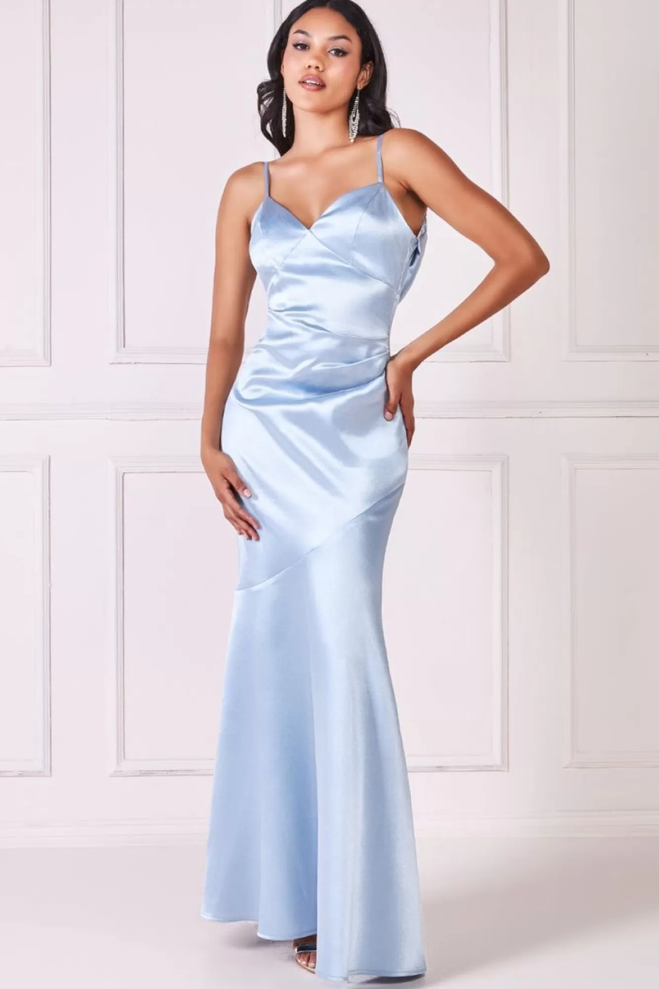 Maxi Dresses^* Cowl Back Satin Maxi Dress Blue