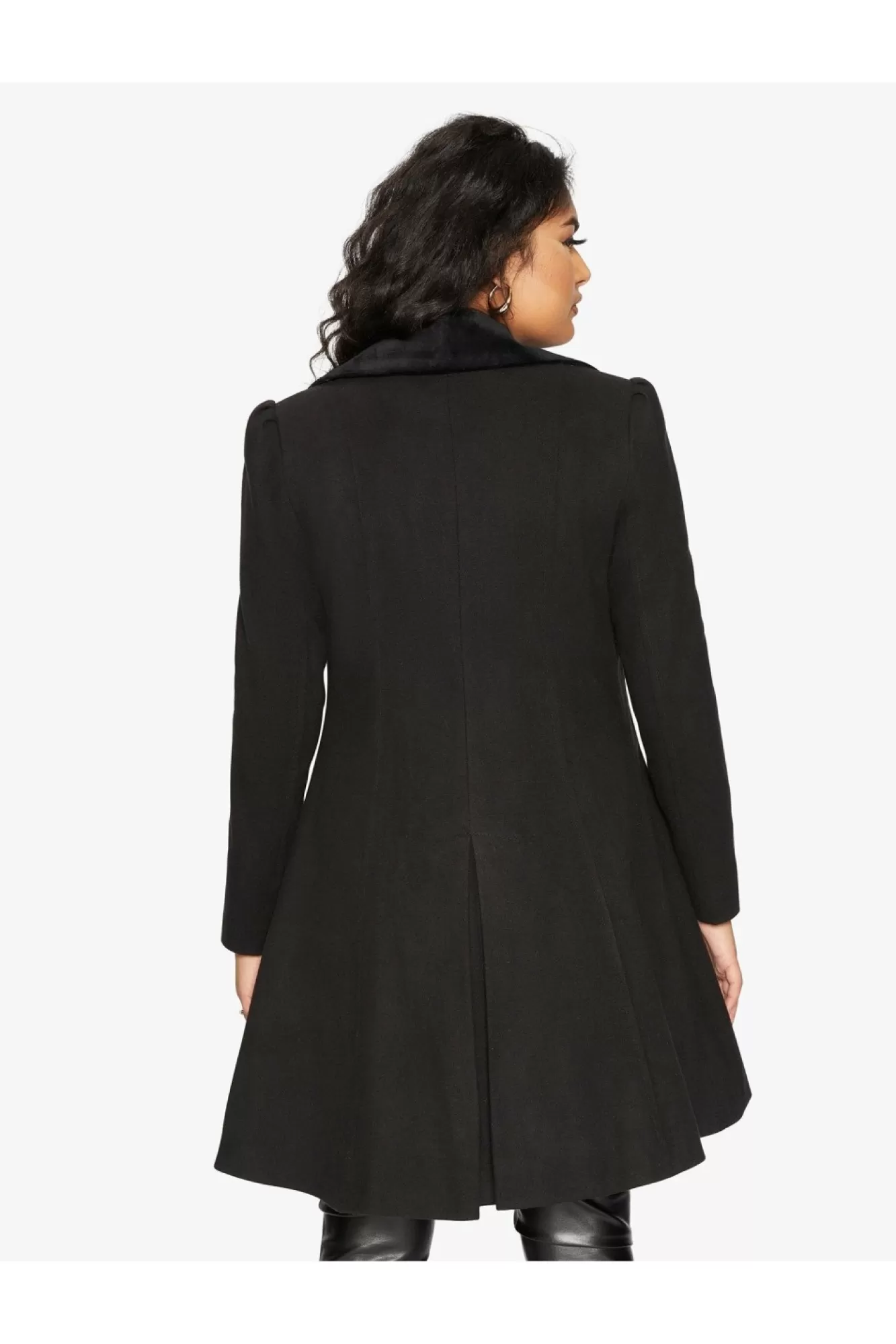 Outerwear^De La Creme Fashions Double Breast Velvet Trim Skater Coat