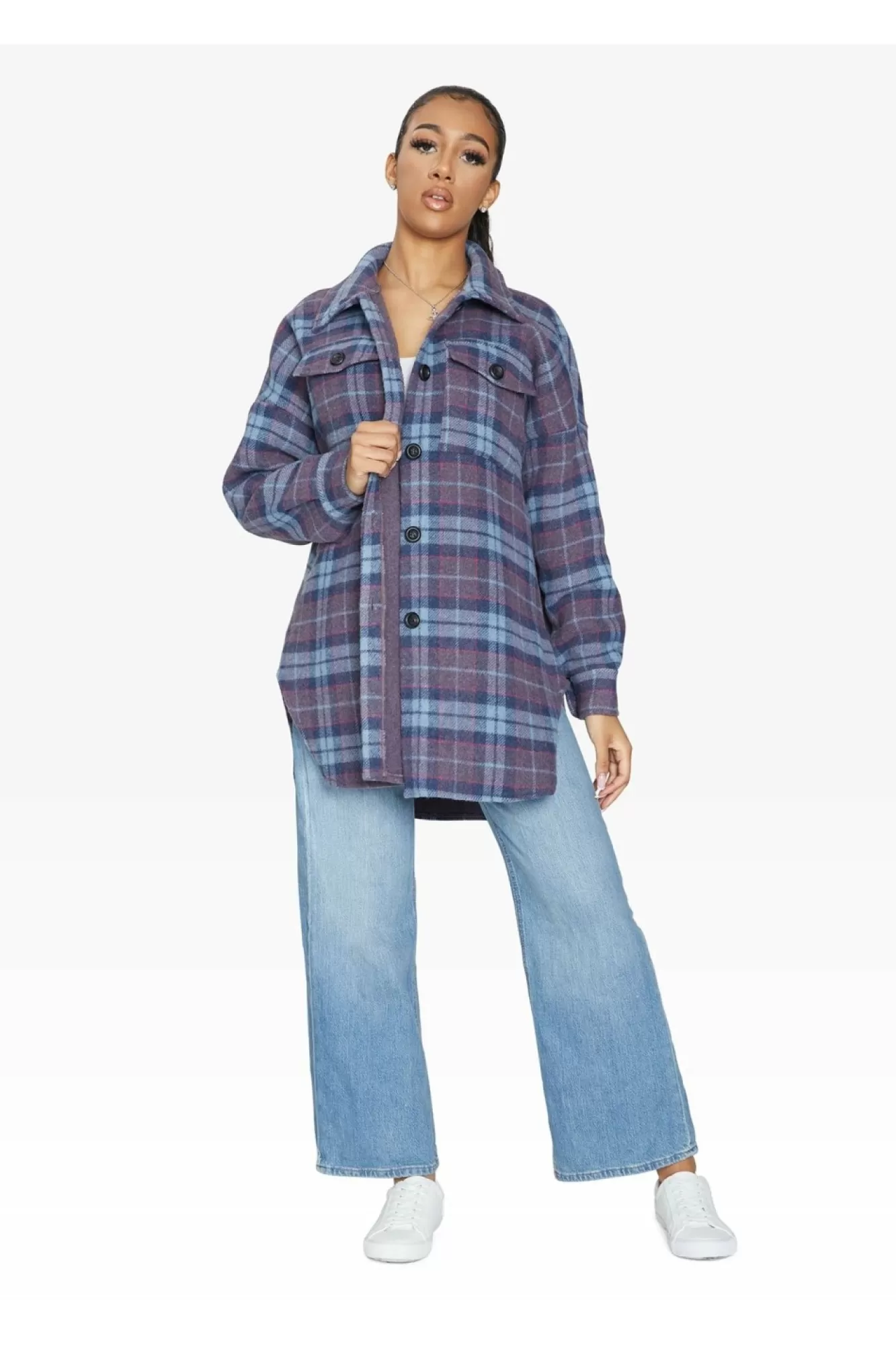 Outerwear^De La Creme Fashions Oversized Nova Check Wool Blend Shacket