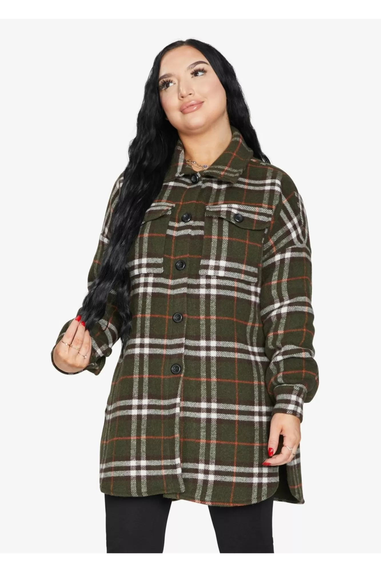 Outerwear^De La Creme Fashions Oversized Nova Check Wool Blend Shacket