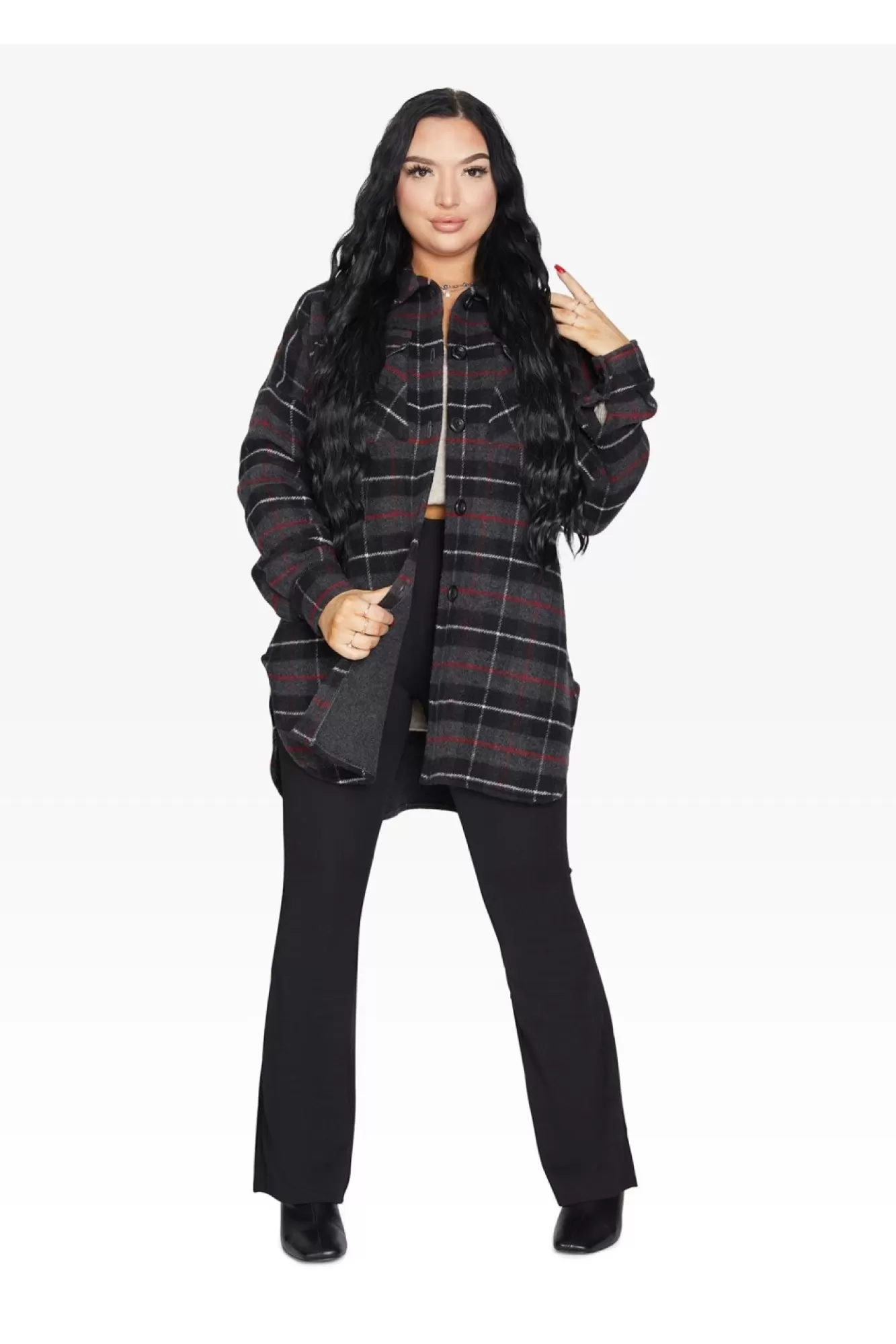 Outerwear^De La Creme Fashions Oversized Nova Check Wool Blend Shacket