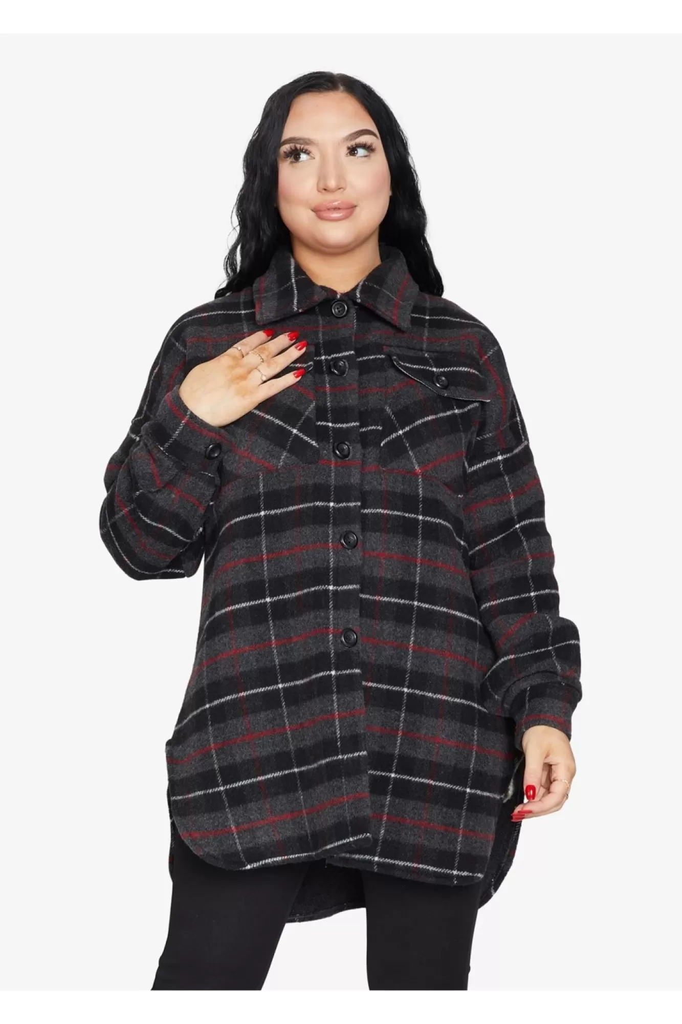 Outerwear^De La Creme Fashions Oversized Nova Check Wool Blend Shacket