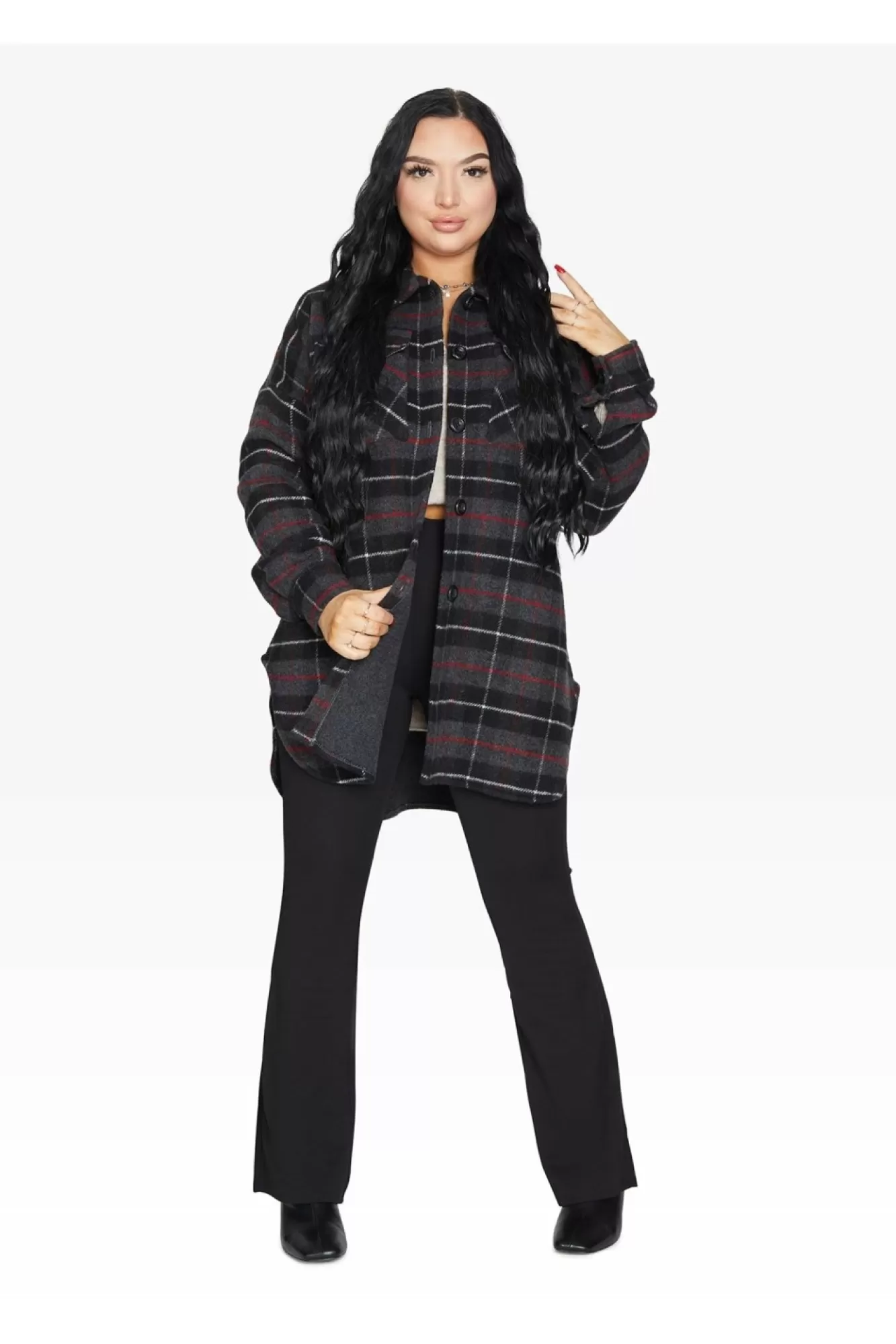 Outerwear^De La Creme Fashions Oversized Nova Check Wool Blend Shacket