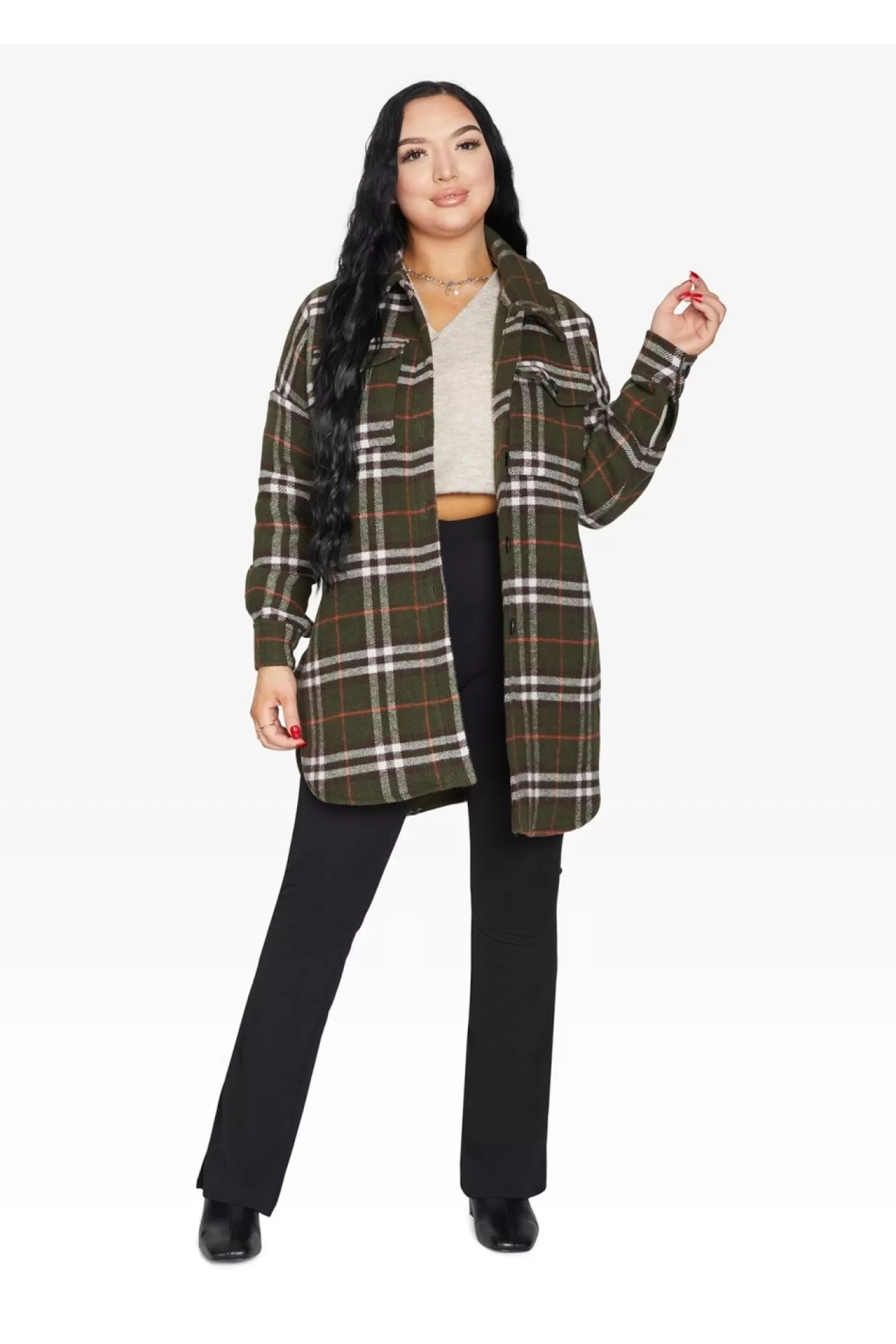 Outerwear^De La Creme Fashions Oversized Nova Check Wool Blend Shacket