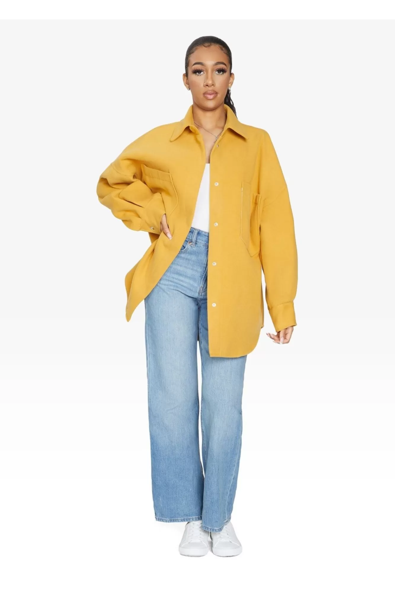 Outerwear^De La Creme Fashions Oversized Patch Pocket Shacket