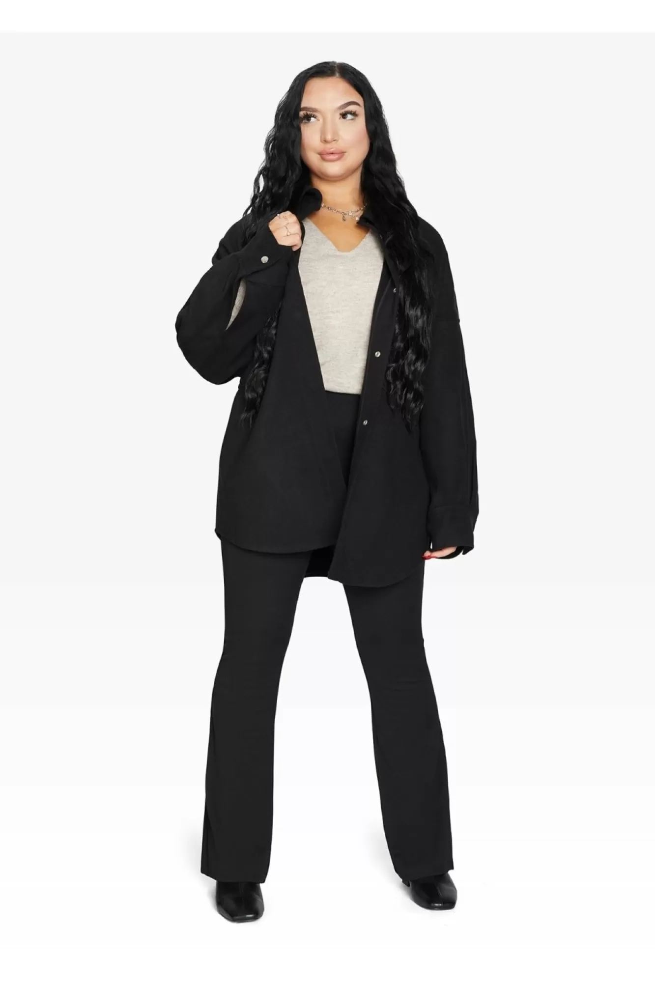 Outerwear^De La Creme Fashions Oversized Patch Pocket Shacket