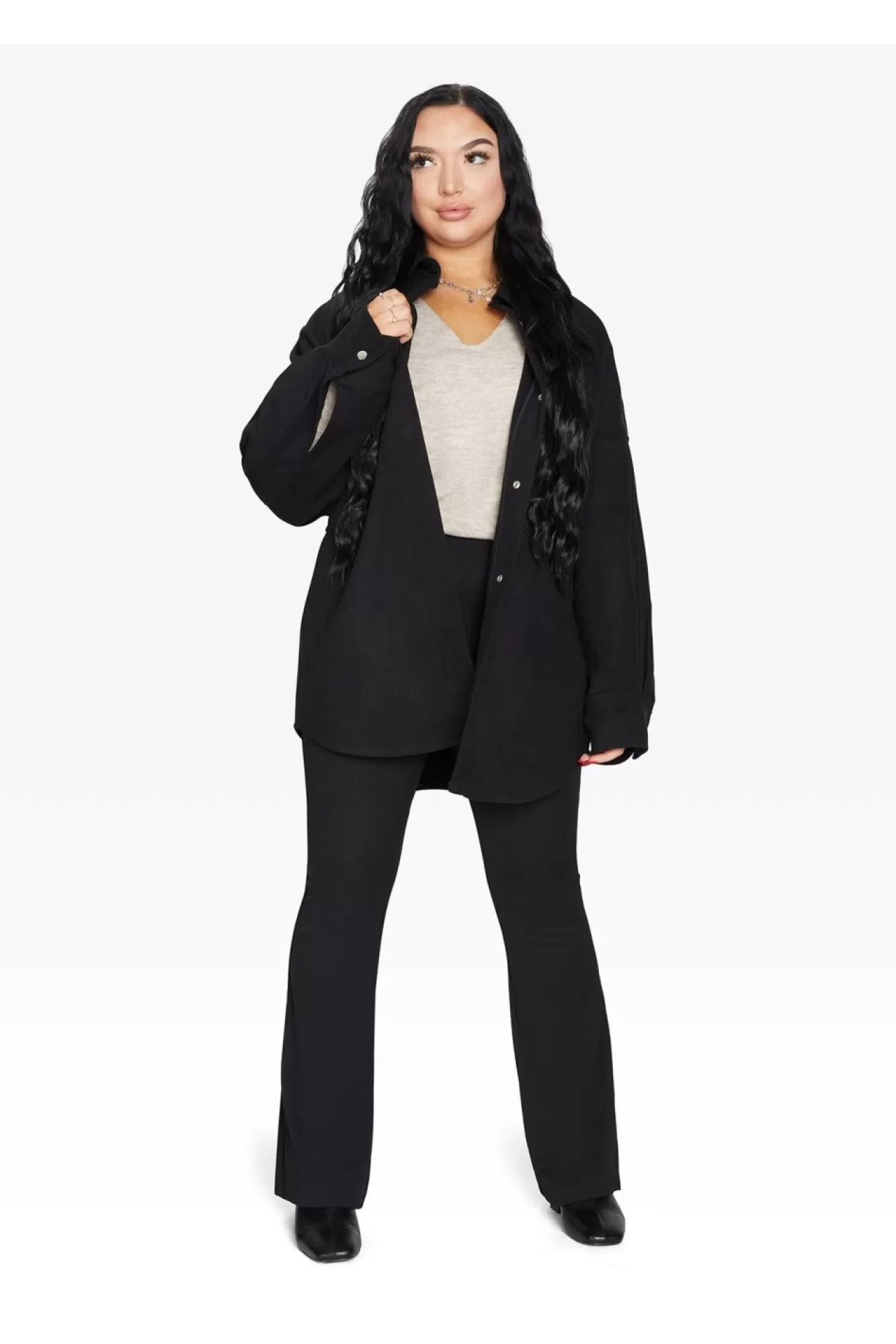 Outerwear^De La Creme Fashions Oversized Patch Pocket Shacket