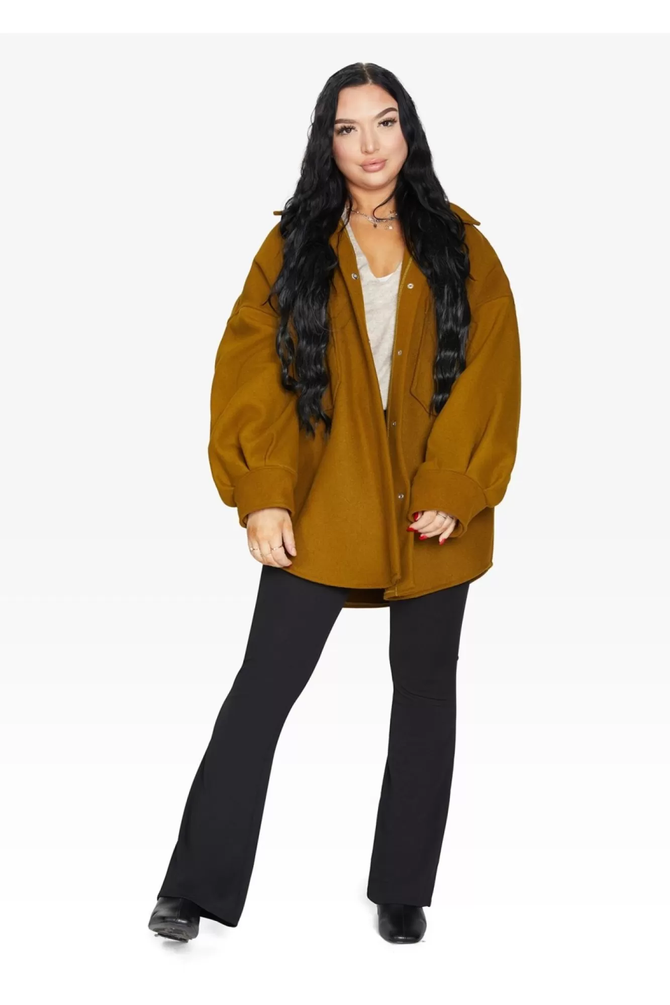 Outerwear^De La Creme Fashions Oversized Patch Pocket Shacket