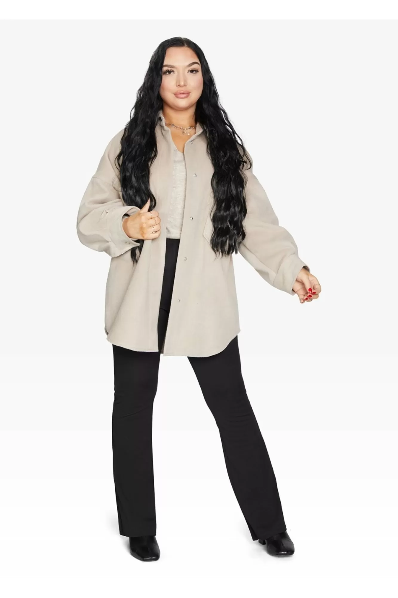 Outerwear^De La Creme Fashions Oversized Patch Pocket Shacket