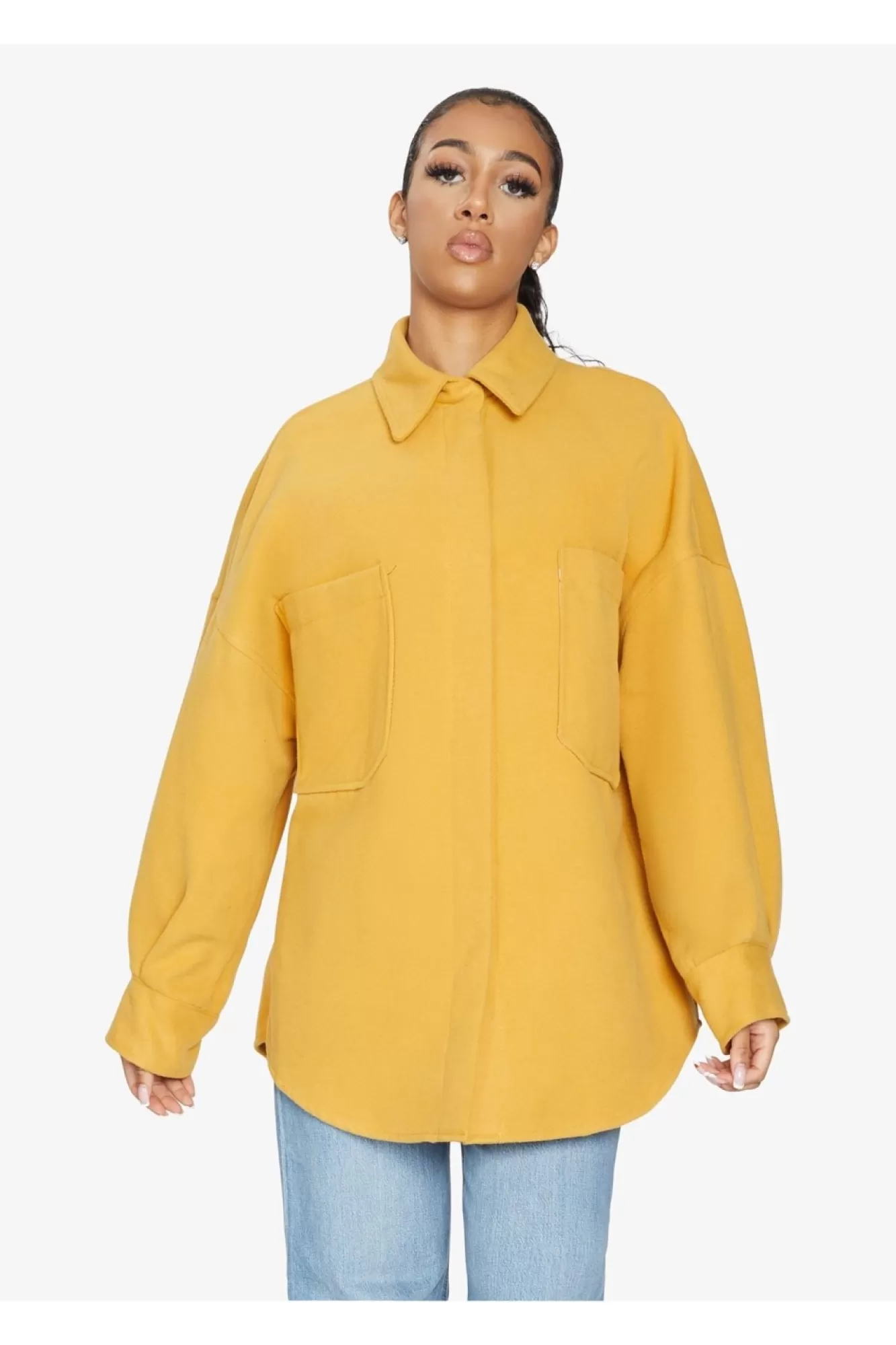Outerwear^De La Creme Fashions Oversized Patch Pocket Shacket