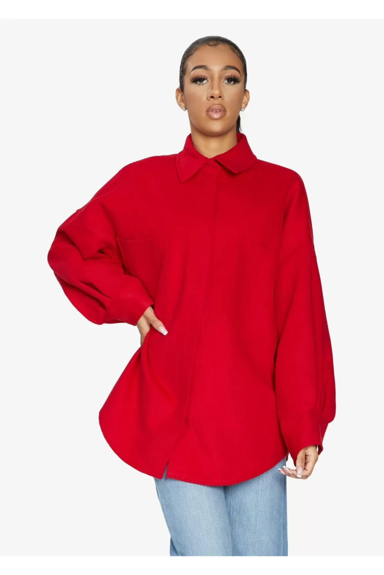 Outerwear^De La Creme Fashions Oversized Patch Pocket Shacket