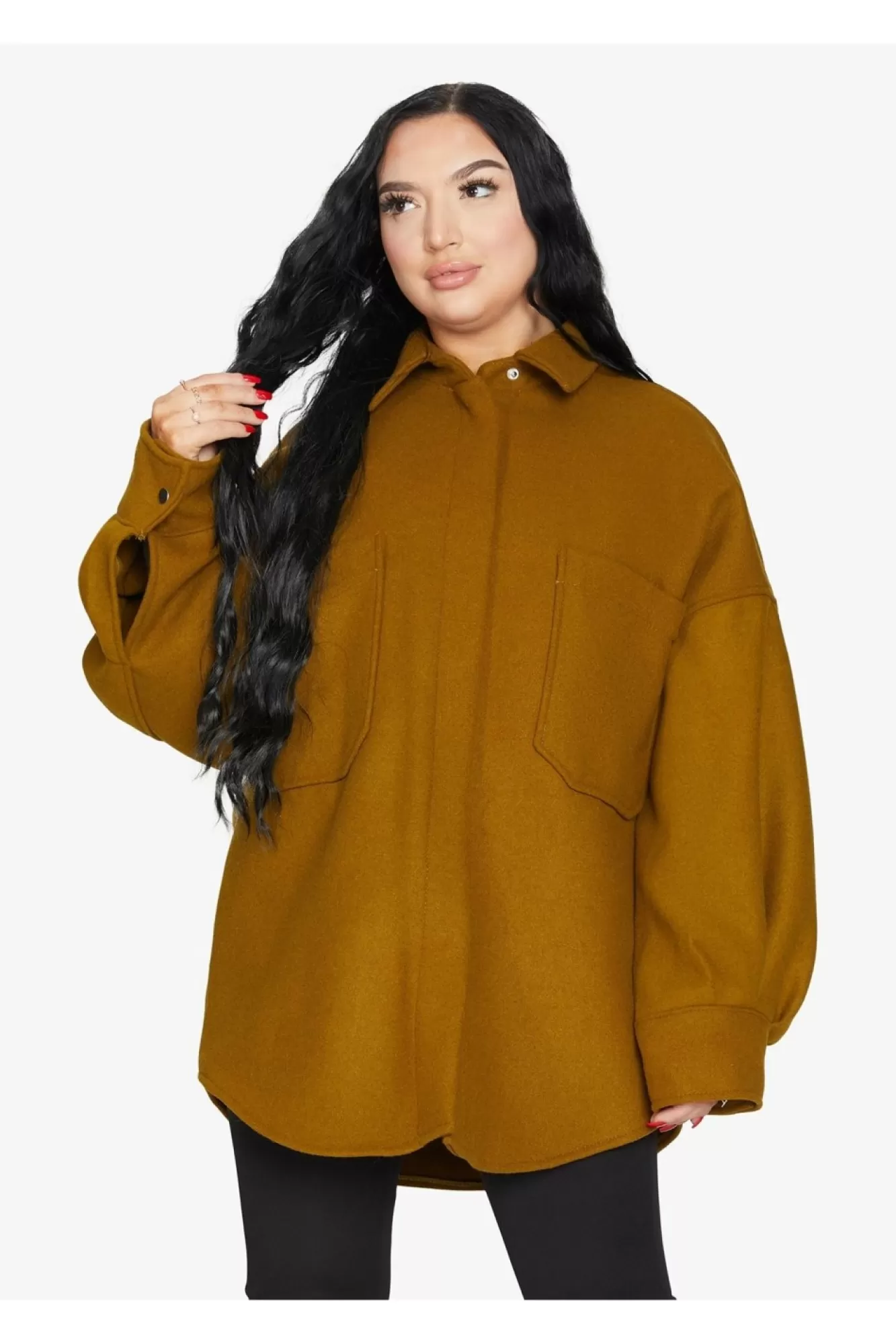 Outerwear^De La Creme Fashions Oversized Patch Pocket Shacket