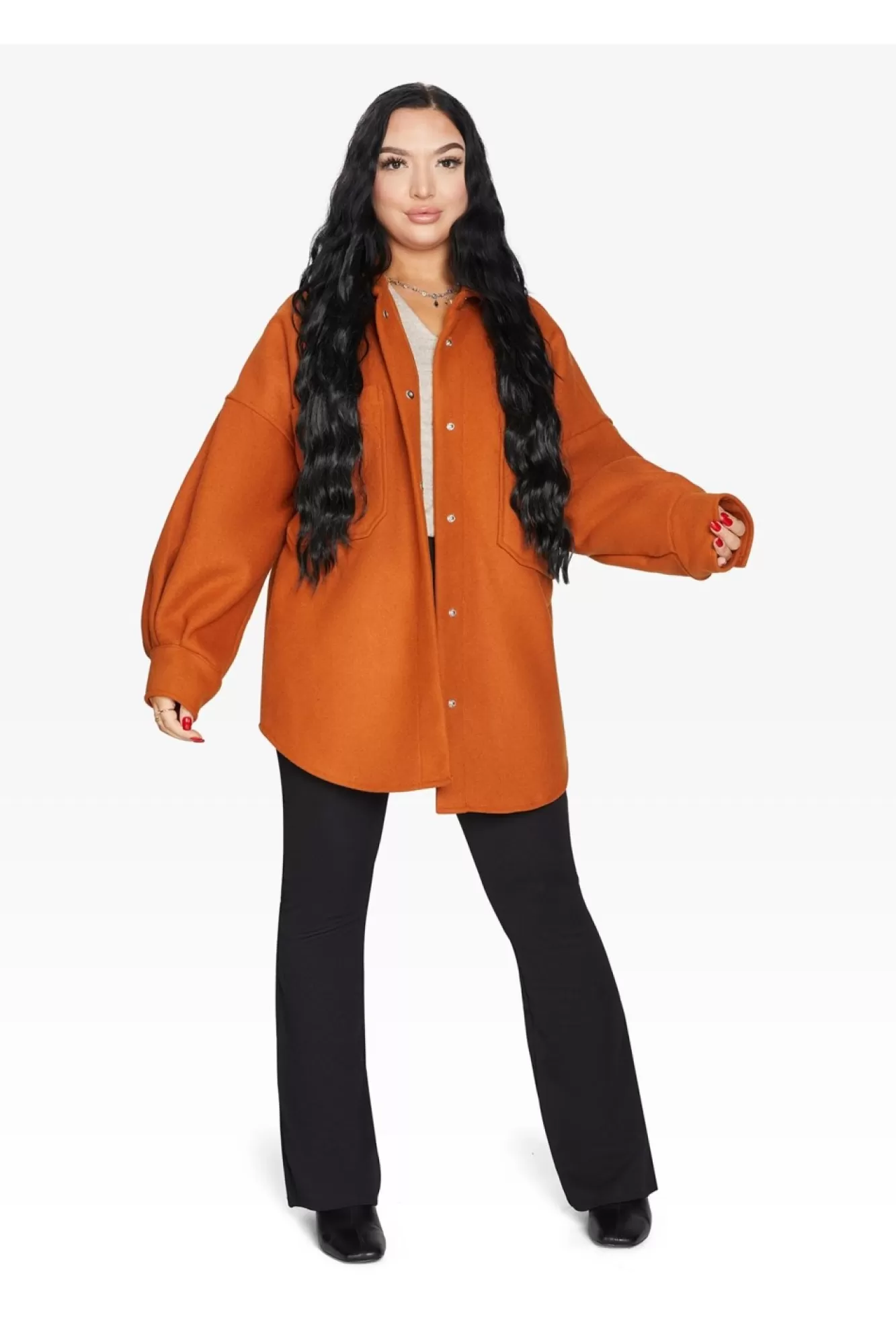 Outerwear^De La Creme Fashions Oversized Patch Pocket Shacket