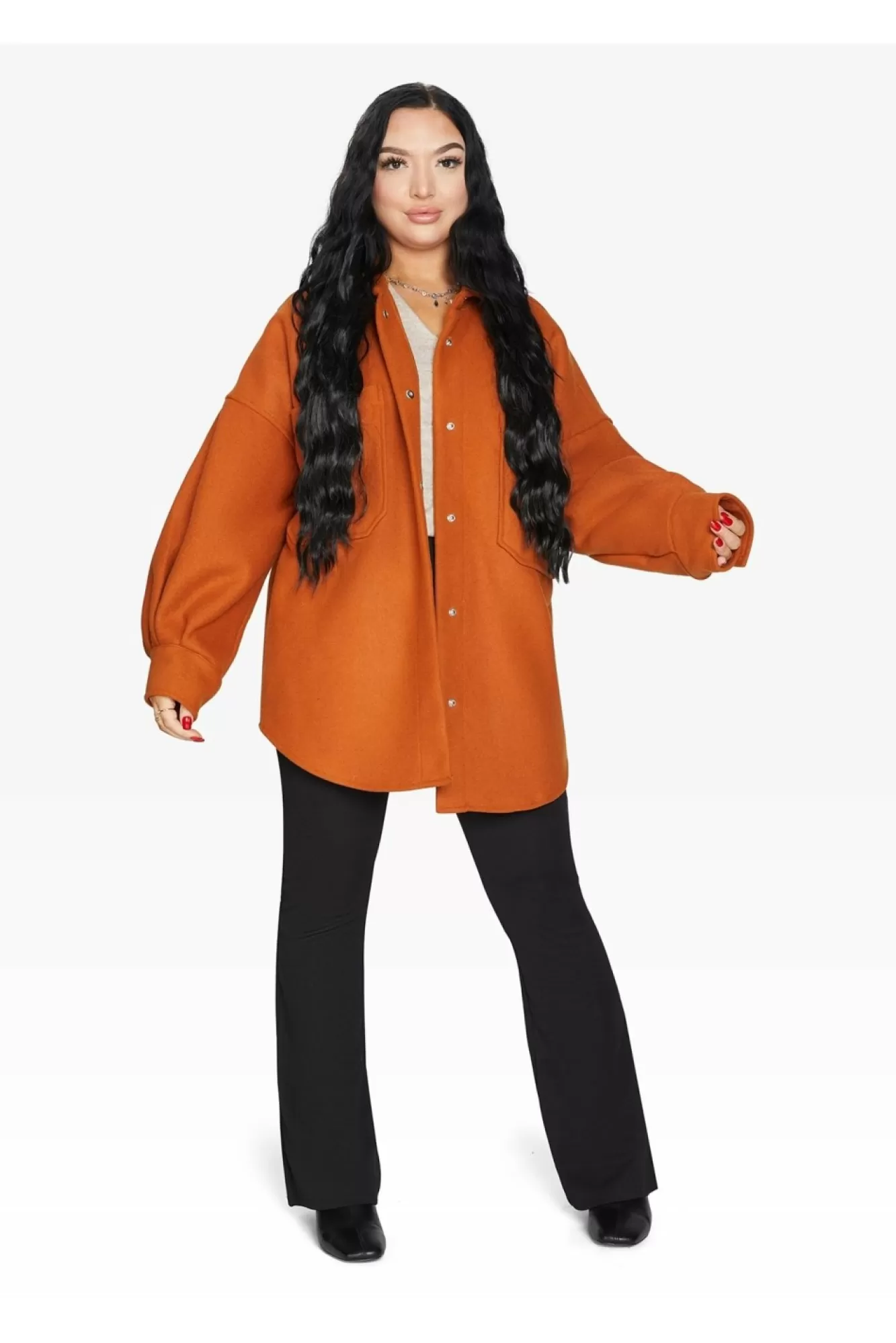 Outerwear^De La Creme Fashions Oversized Patch Pocket Shacket
