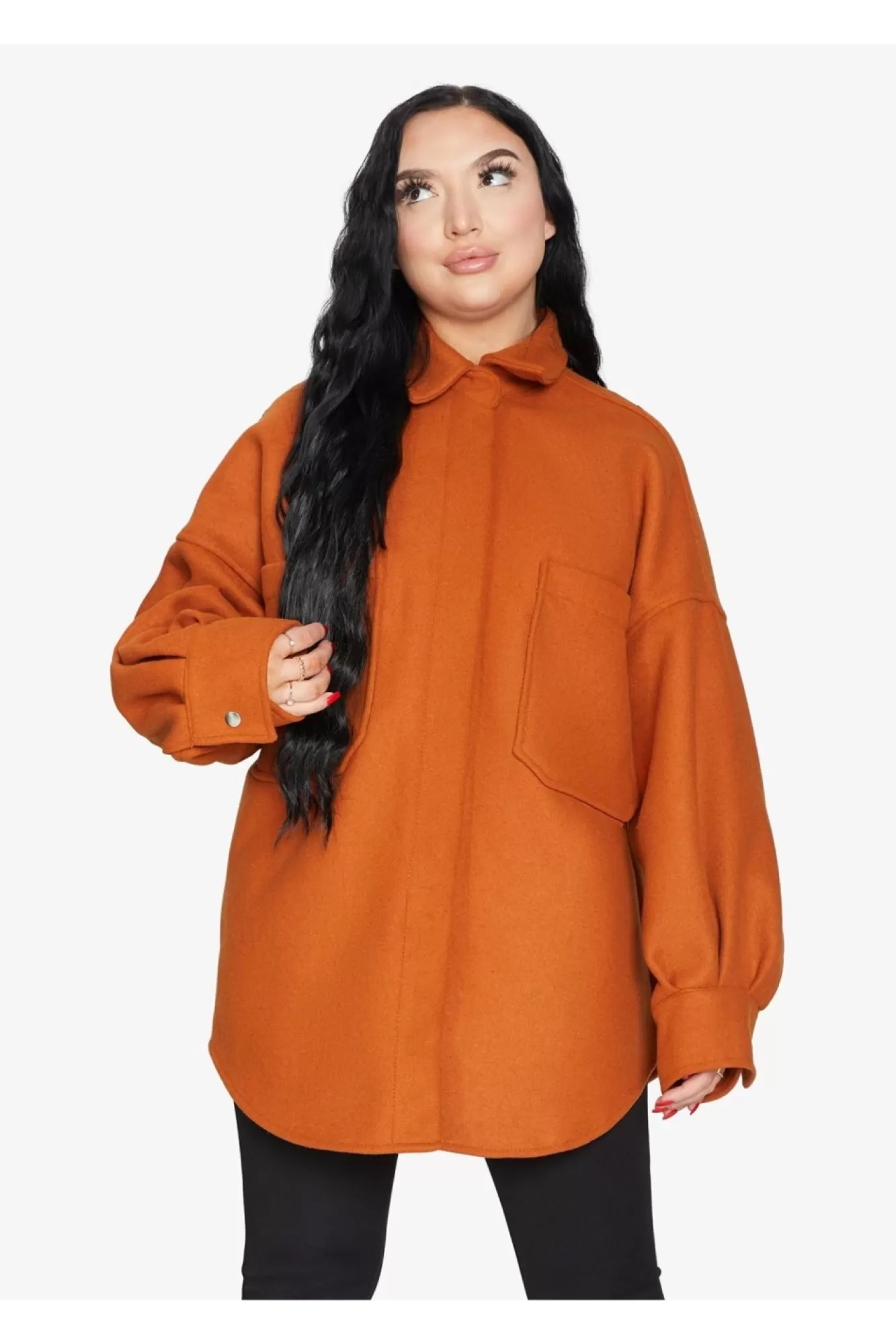 Outerwear^De La Creme Fashions Oversized Patch Pocket Shacket
