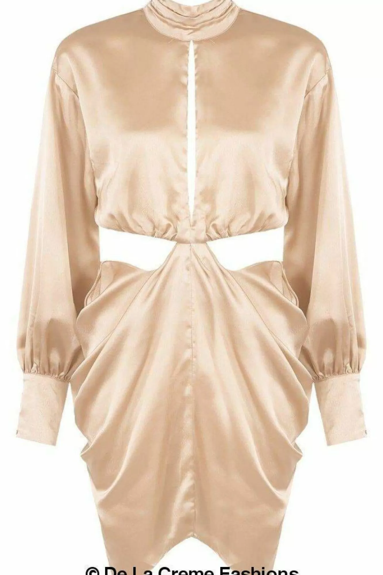 Mini Dresses^De La Creme Fashions Pleated High Neck Cut Out Mini Dress