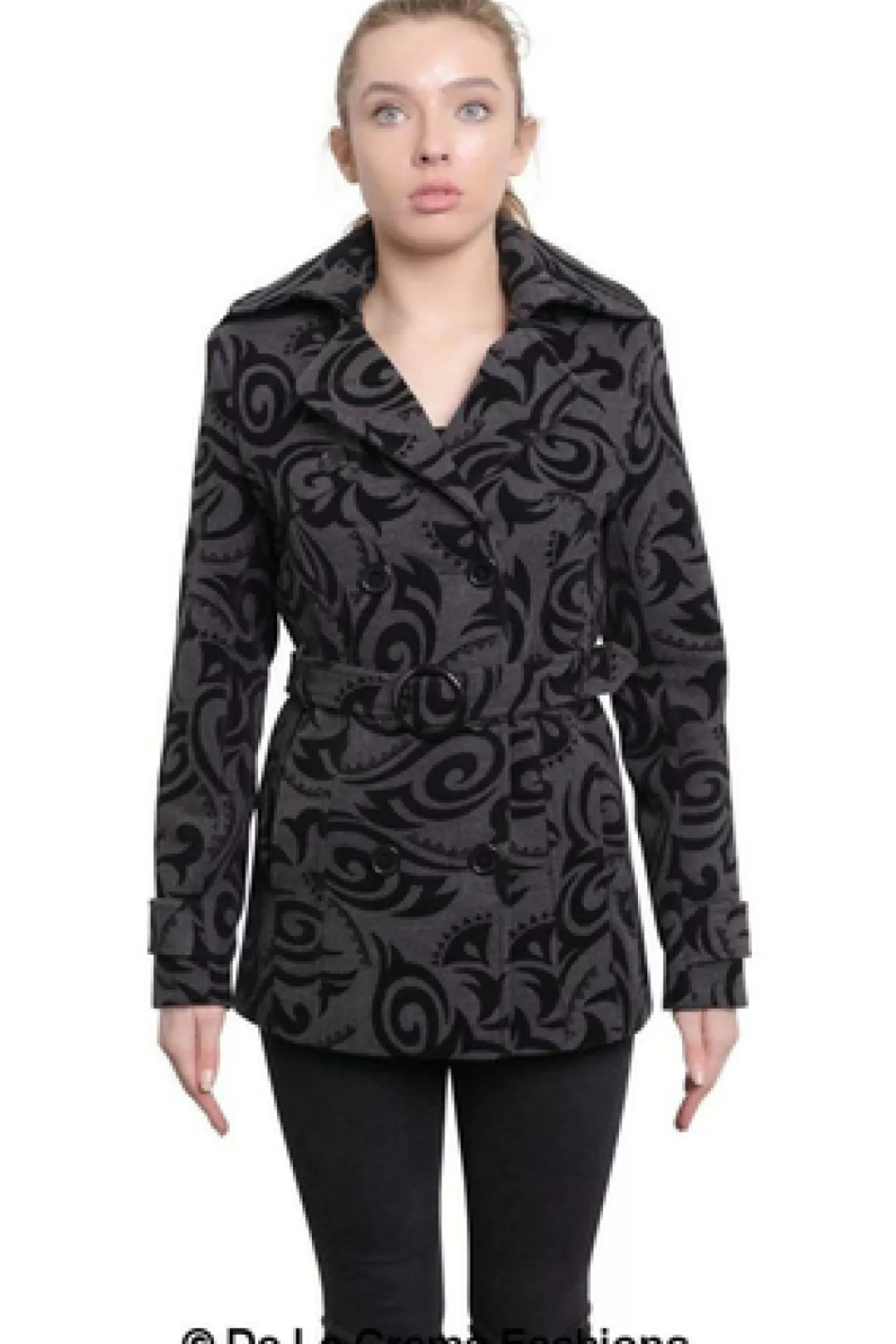 Outerwear^De La Creme Fashions Tribal Print Double Breasted Short Coat