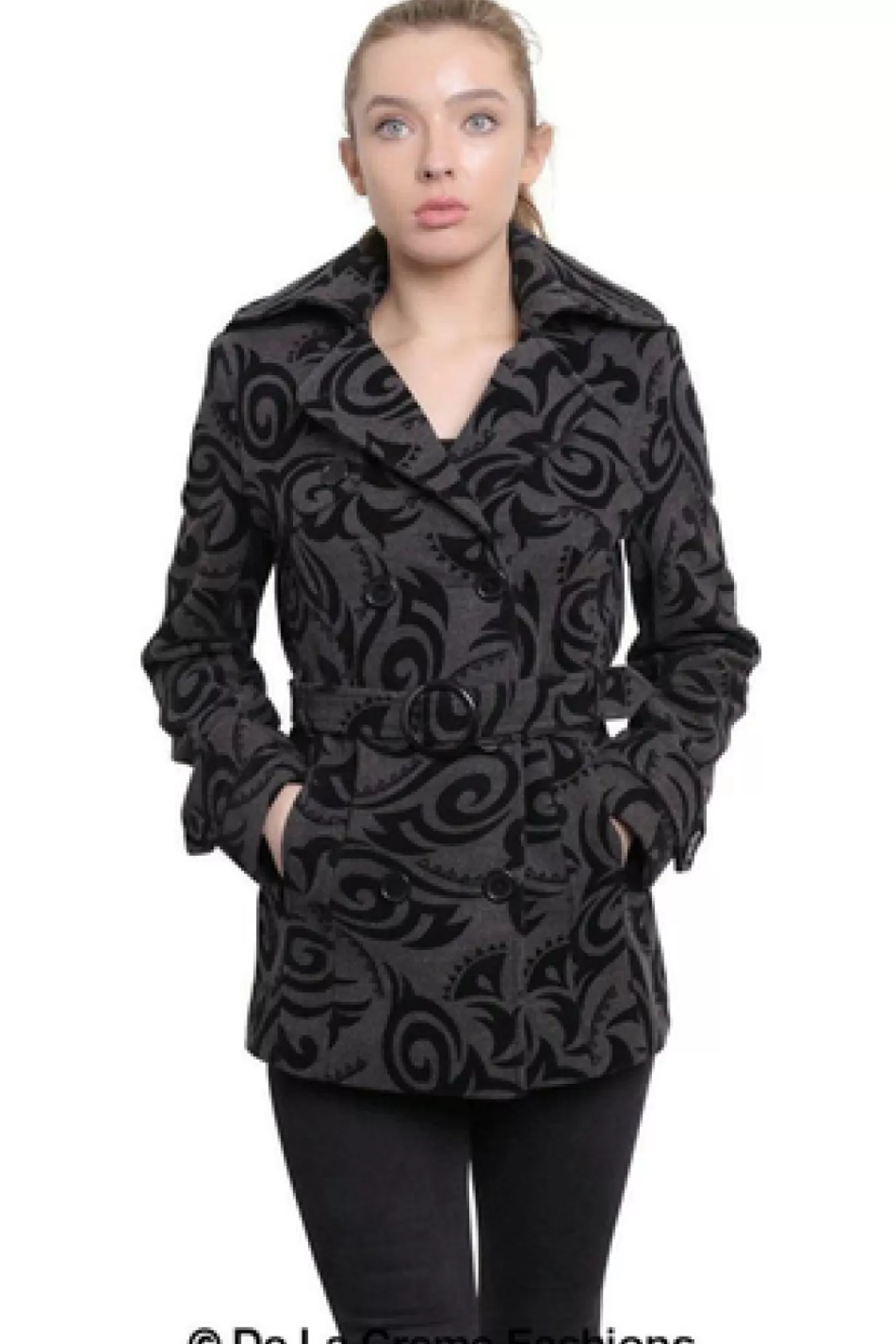 Outerwear^De La Creme Fashions Tribal Print Double Breasted Short Coat