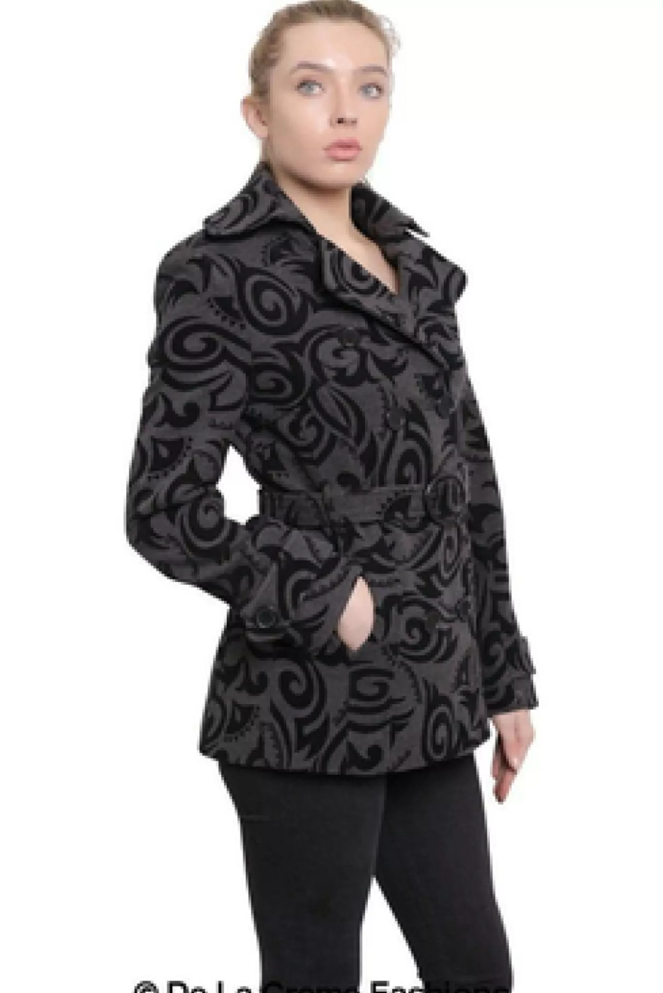 Outerwear^De La Creme Fashions Tribal Print Double Breasted Short Coat