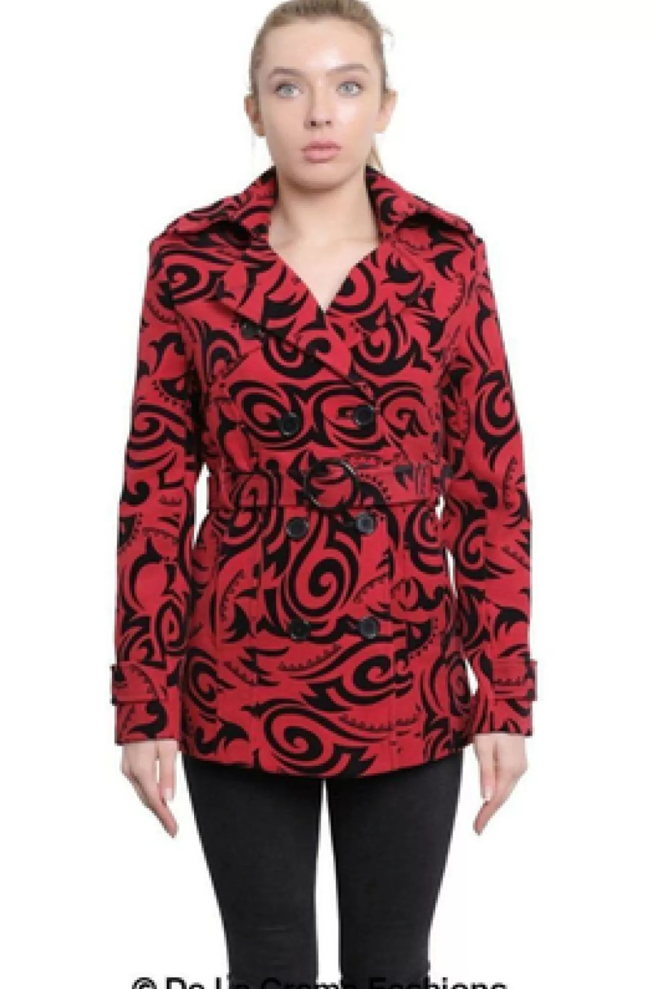 Outerwear^De La Creme Fashions Tribal Print Double Breasted Short Coat