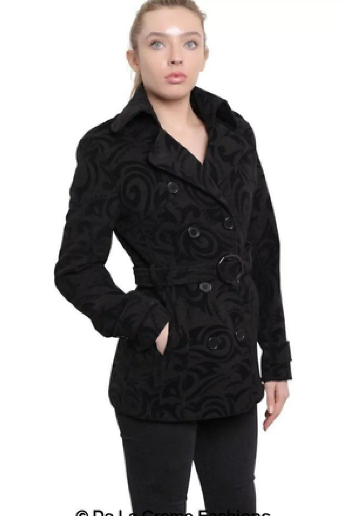 Outerwear^De La Creme Fashions Tribal Print Double Breasted Short Coat