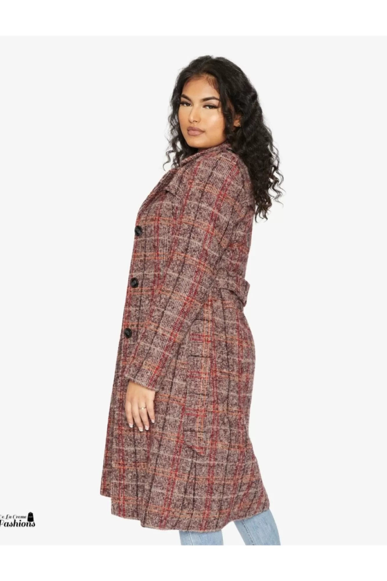 Outerwear^De La Creme Fashions Wool Blend Check Military Duster Coat