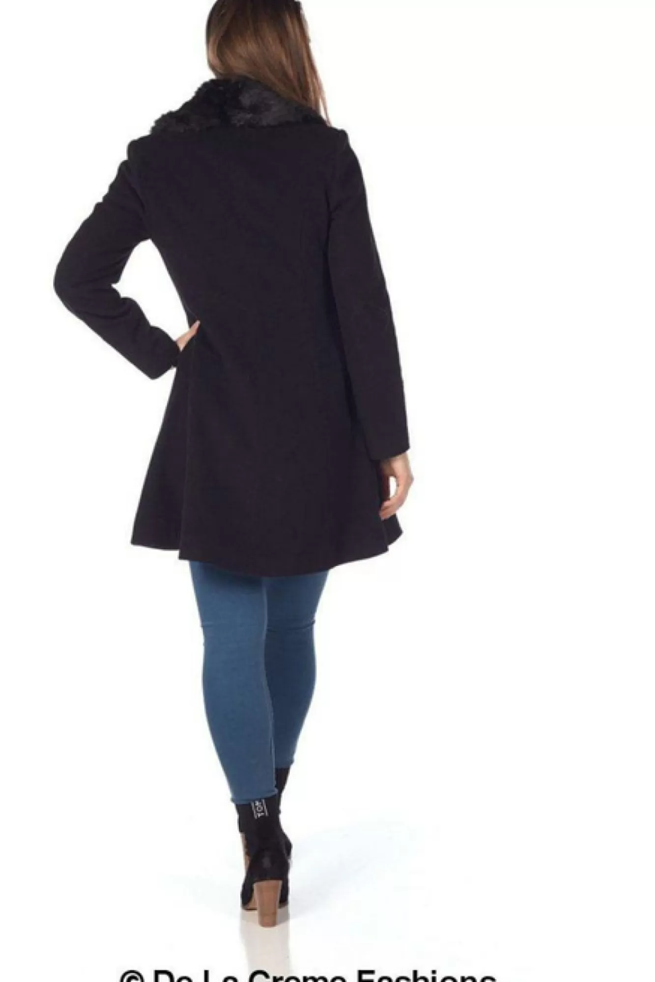 Outerwear^De La Creme Fashions Wool Blend Faux Fur Collar Midi Coat