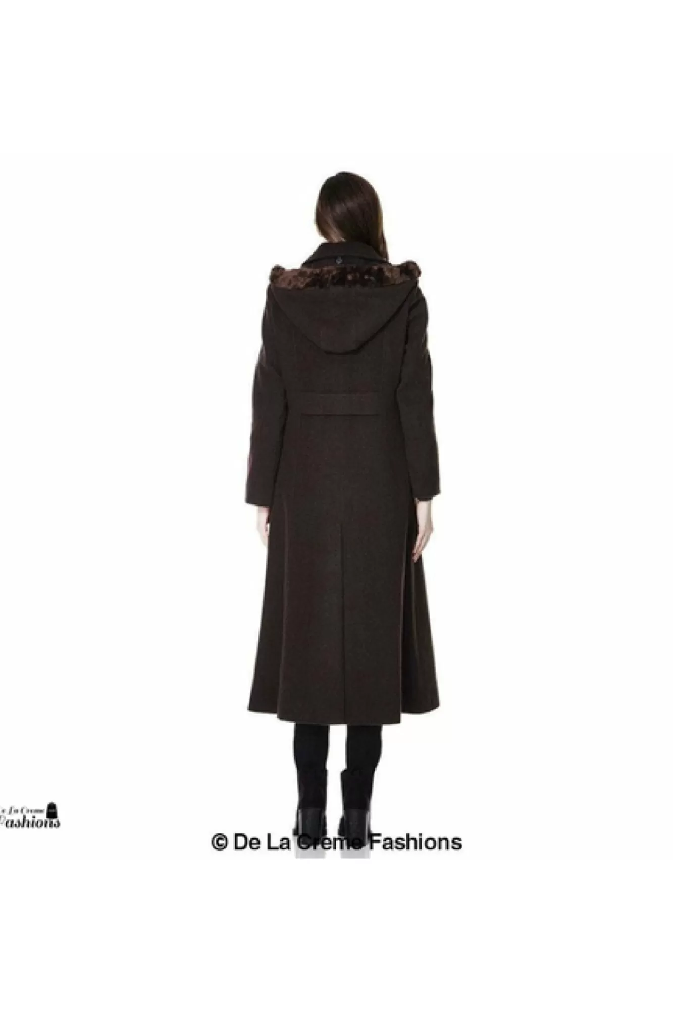 Outerwear^De La Creme Fashions Wool Blend Faux Fur Trim Hood Long Coat