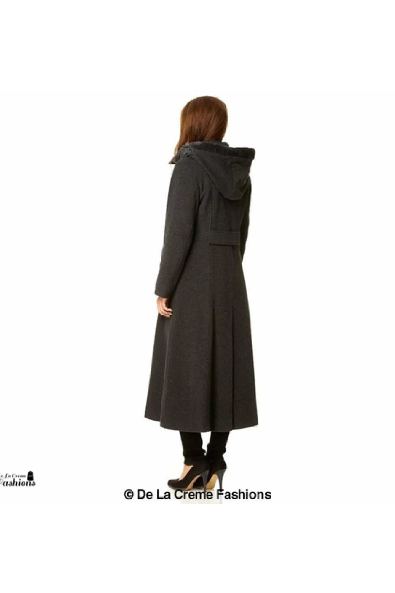 Outerwear^De La Creme Fashions Wool Blend Faux Fur Trim Hood Long Coat