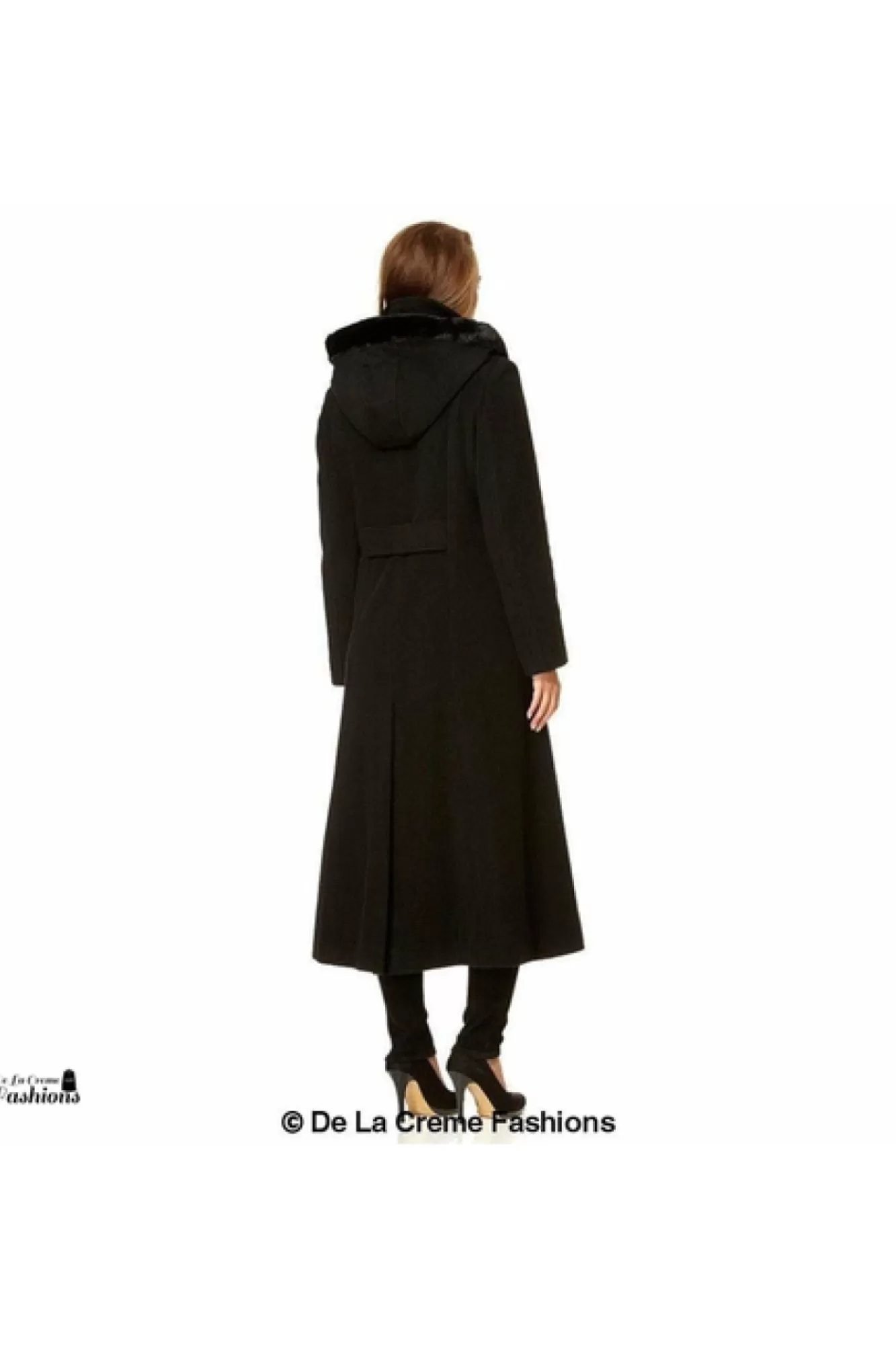 Outerwear^De La Creme Fashions Wool Blend Faux Fur Trim Hood Long Coat