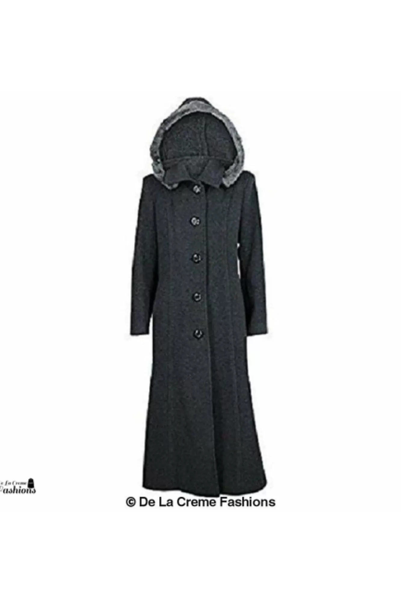 Outerwear^De La Creme Fashions Wool Blend Faux Fur Trim Hood Long Coat