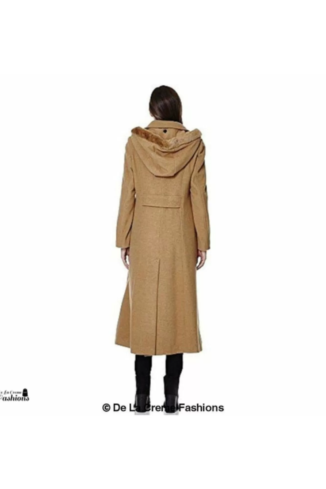 Outerwear^De La Creme Fashions Wool Blend Faux Fur Trim Hood Long Coat