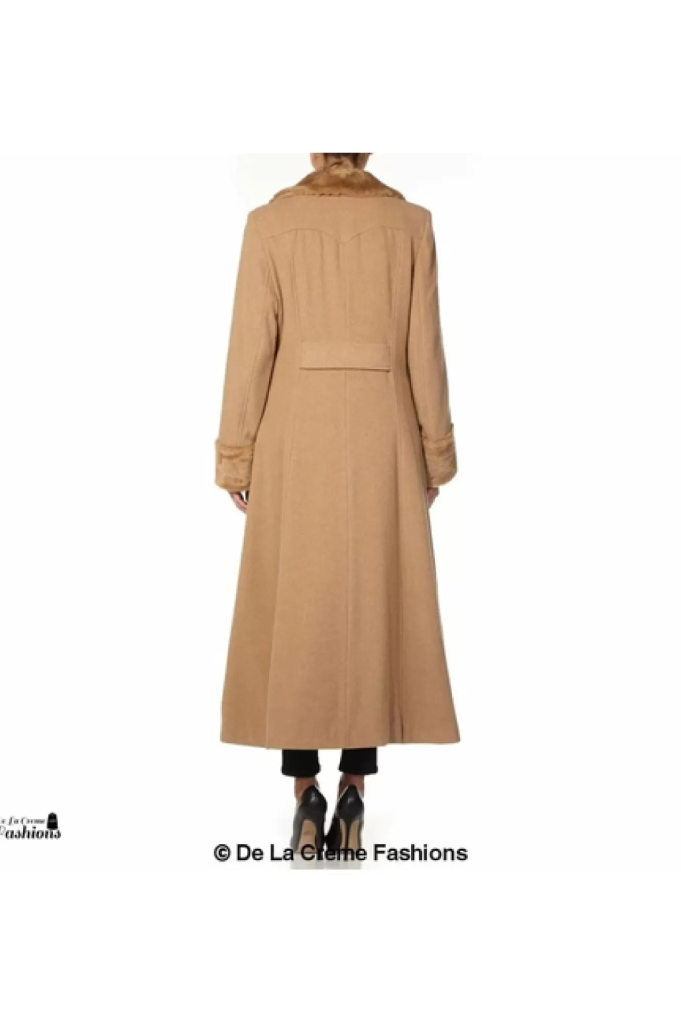 Outerwear^De La Creme Fashions Wool Blend Faux Fur Trim Maxi Coat