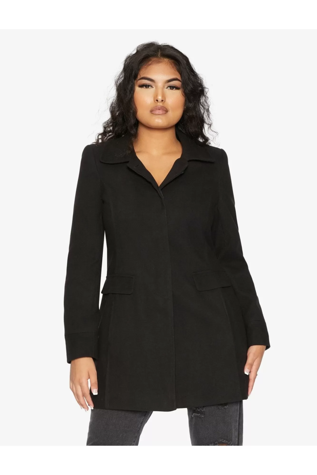 Outerwear^De La Creme Fashions Wool Blend Hip Length Covert Coat