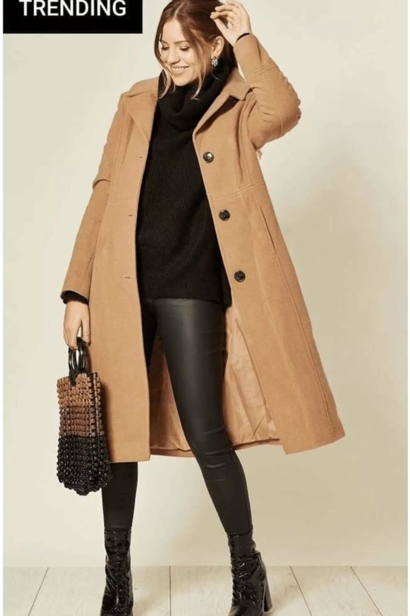 Outerwear^De La Creme Fashions Wool Blend Hooded Mid Length Coat