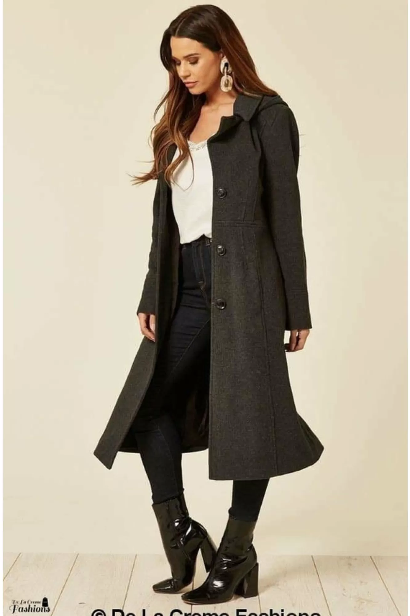 Outerwear^De La Creme Fashions Wool Blend Hooded Mid Length Coat