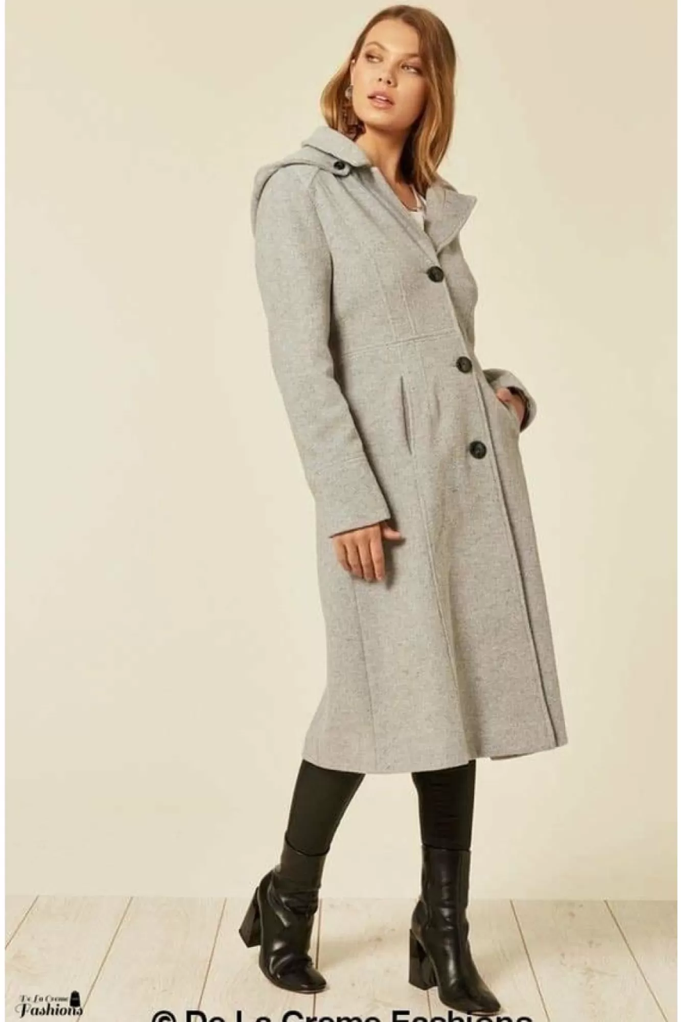 Outerwear^De La Creme Fashions Wool Blend Hooded Mid Length Coat