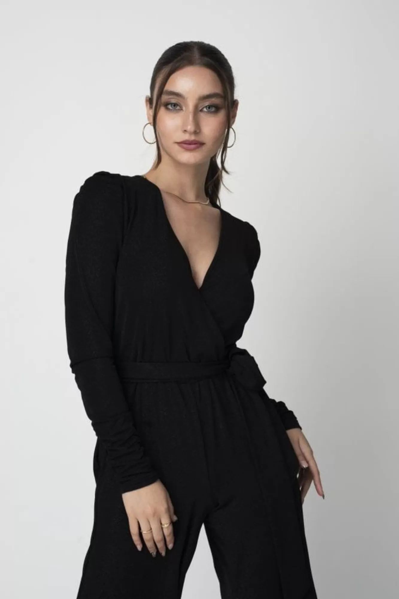 Jumpsuits^Double Second Metallic Stretch Jumpsuit Black