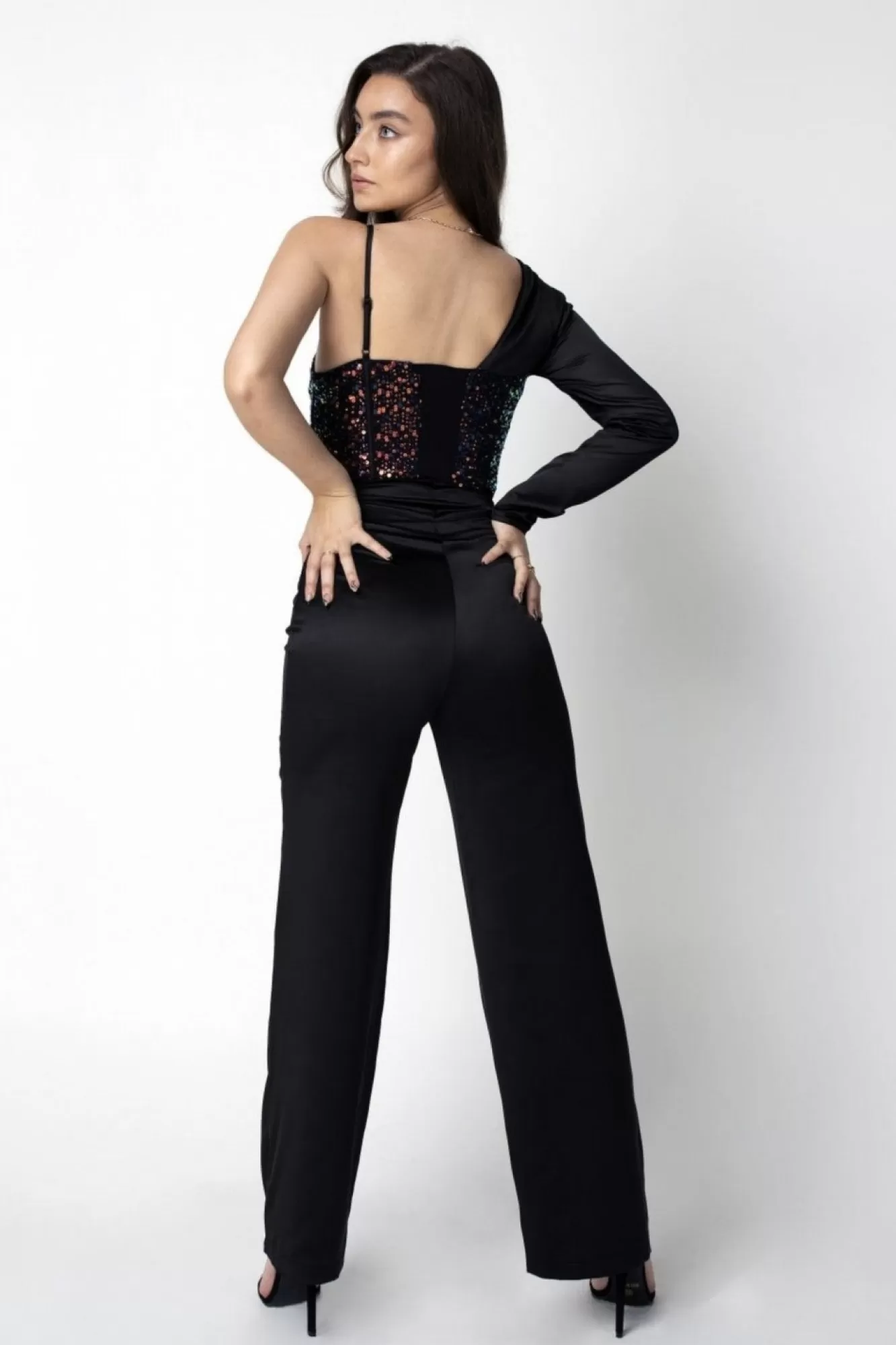 Jumpsuits^Double Second Satin Sequin Asymmetric Blazer Corset Jumpsuit Multicolour