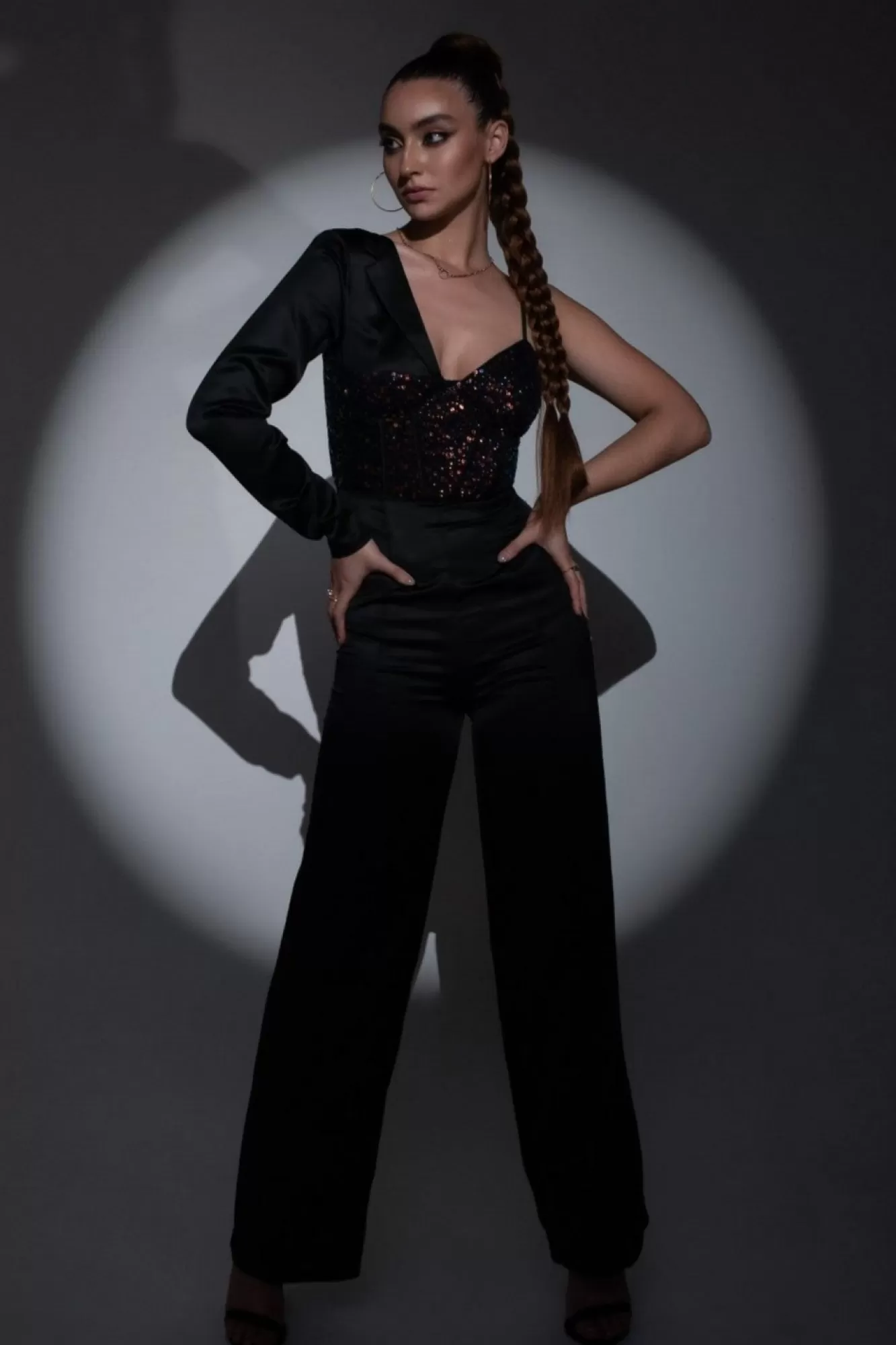 Jumpsuits^Double Second Satin Sequin Asymmetric Blazer Corset Jumpsuit Multicolour