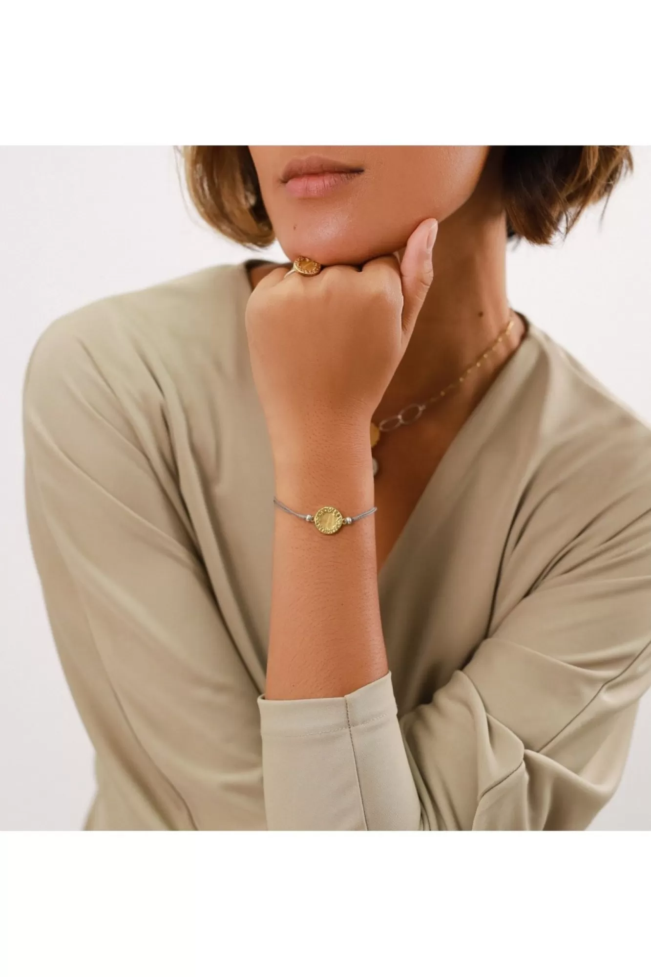 Jewellery^Elka London Justine Wax Cord Disc Bracelet Gold