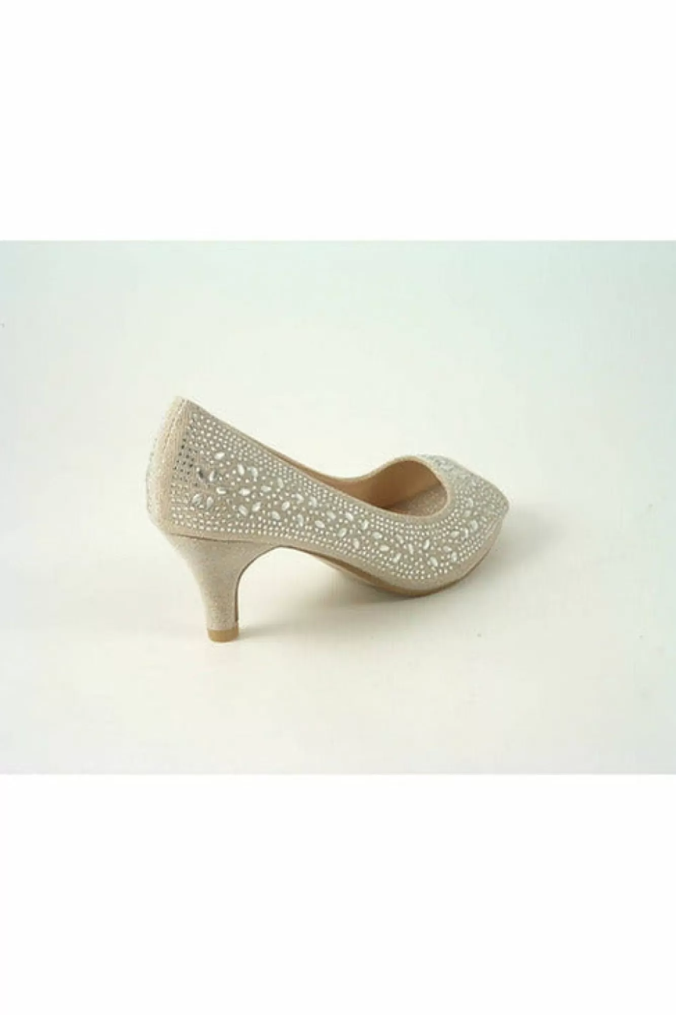 Mid Heels^Glitz Shoes Margo Glitter Diamante Mid Heel Peep Toe Shoe