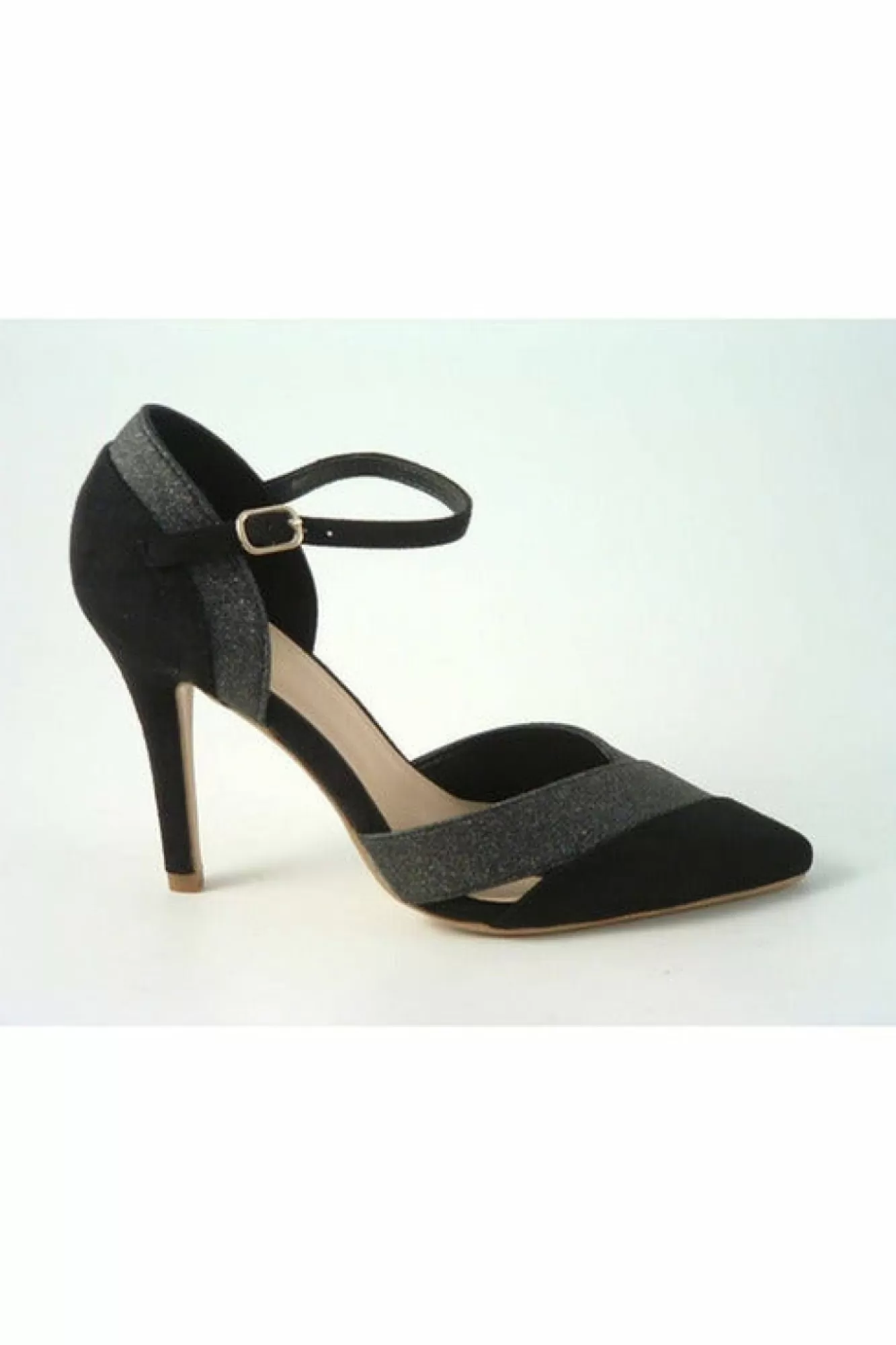 High Heels^Glitz Shoes Roxie Suede N Glitter Dorsey Court Shoe