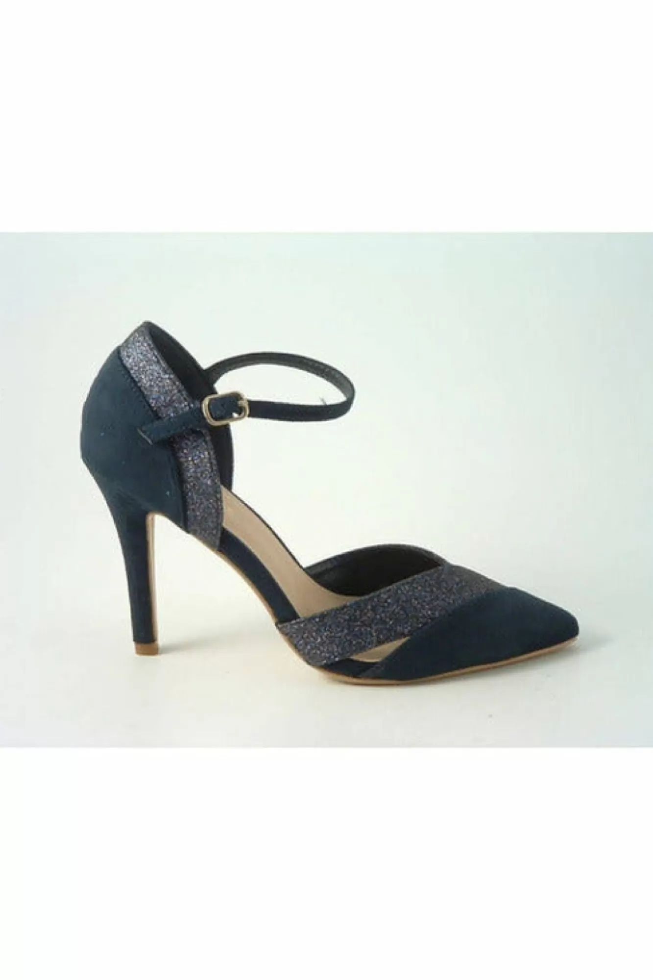 High Heels^Glitz Shoes Roxie Suede N Glitter Dorsey Court Shoe