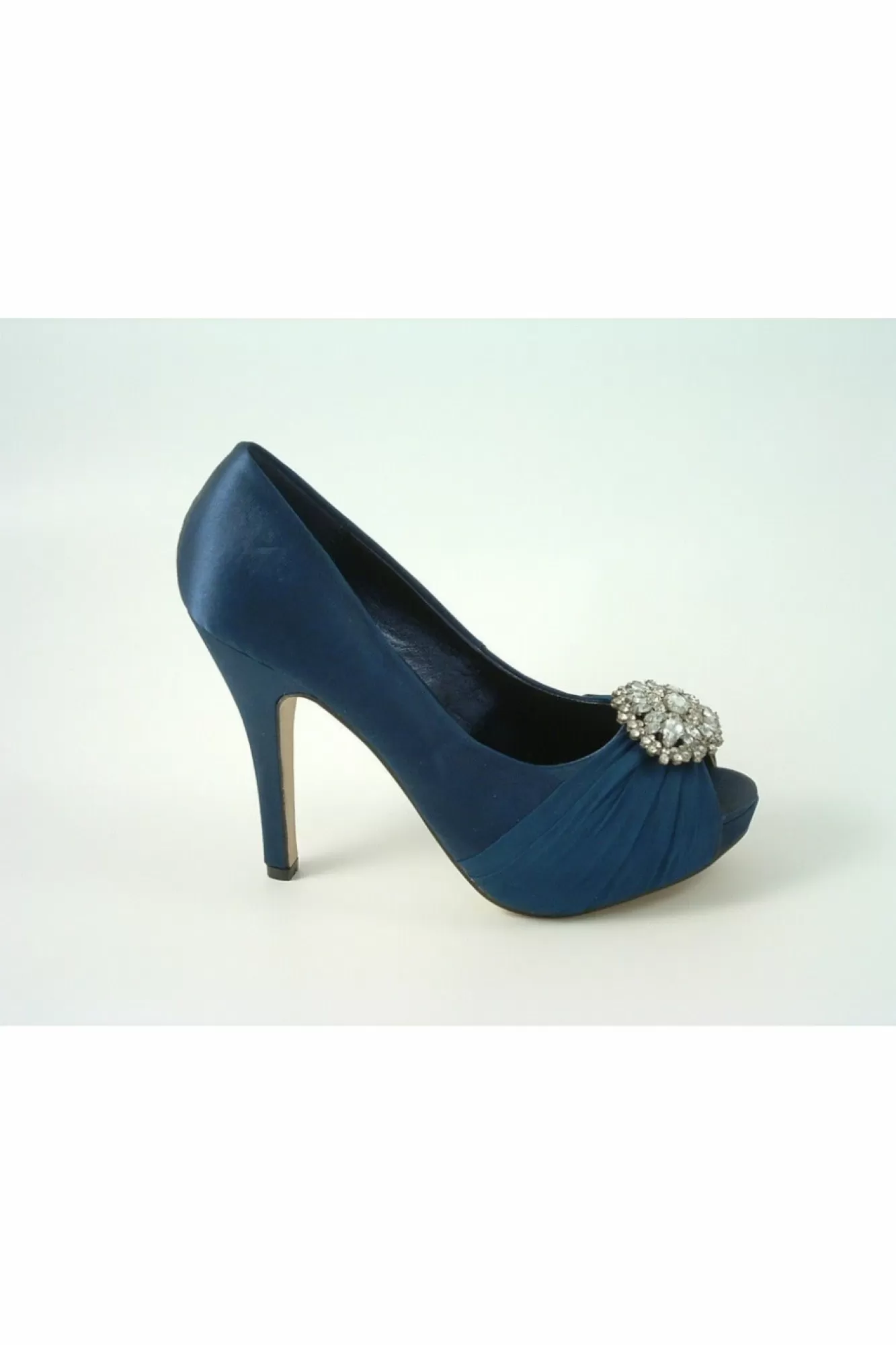 High Heels^Glitz Shoes Sabatine Fee 888 Platform Satin Peep Toes Navy